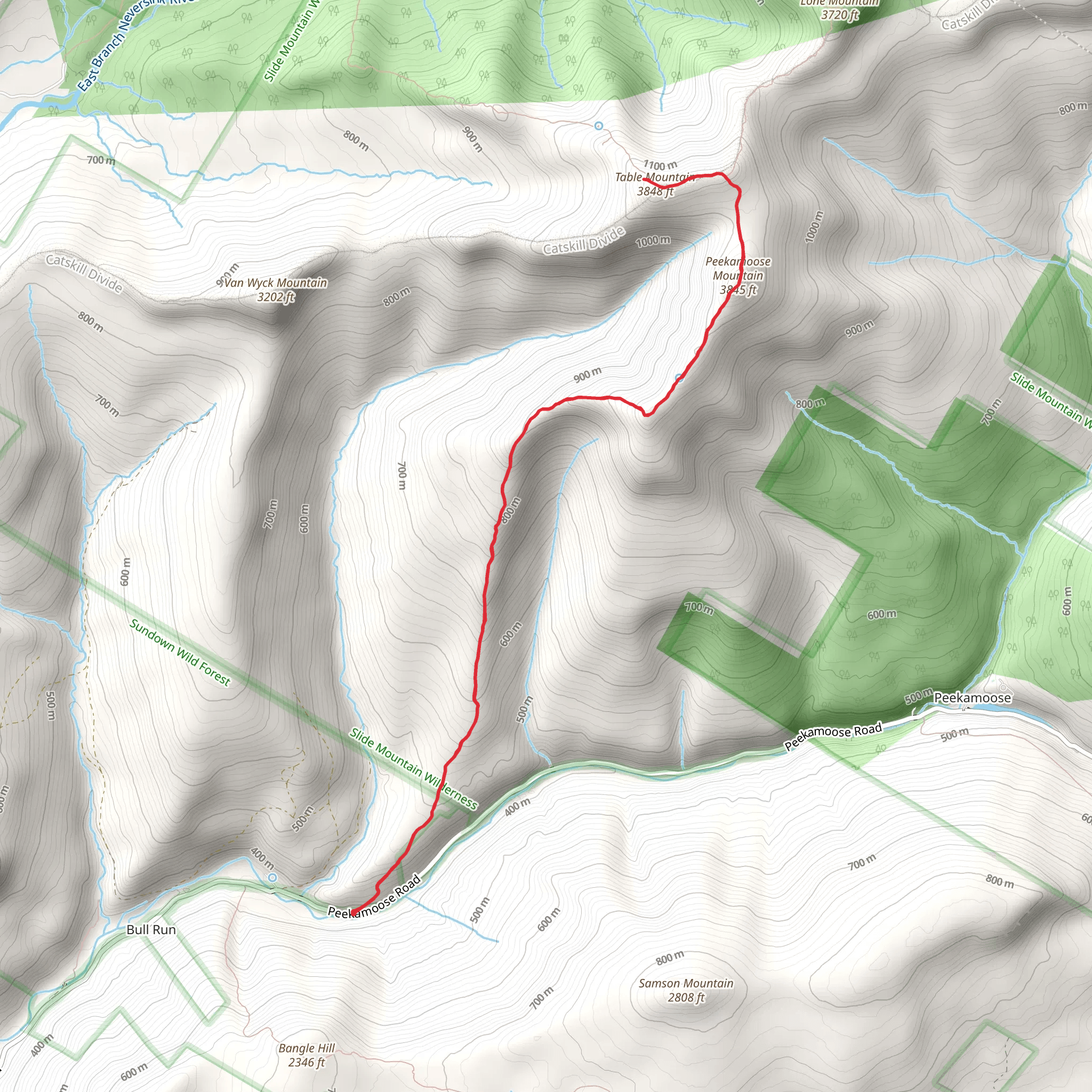 Peekamoose Mountain and Table Mountain Loop Trail mobile static map