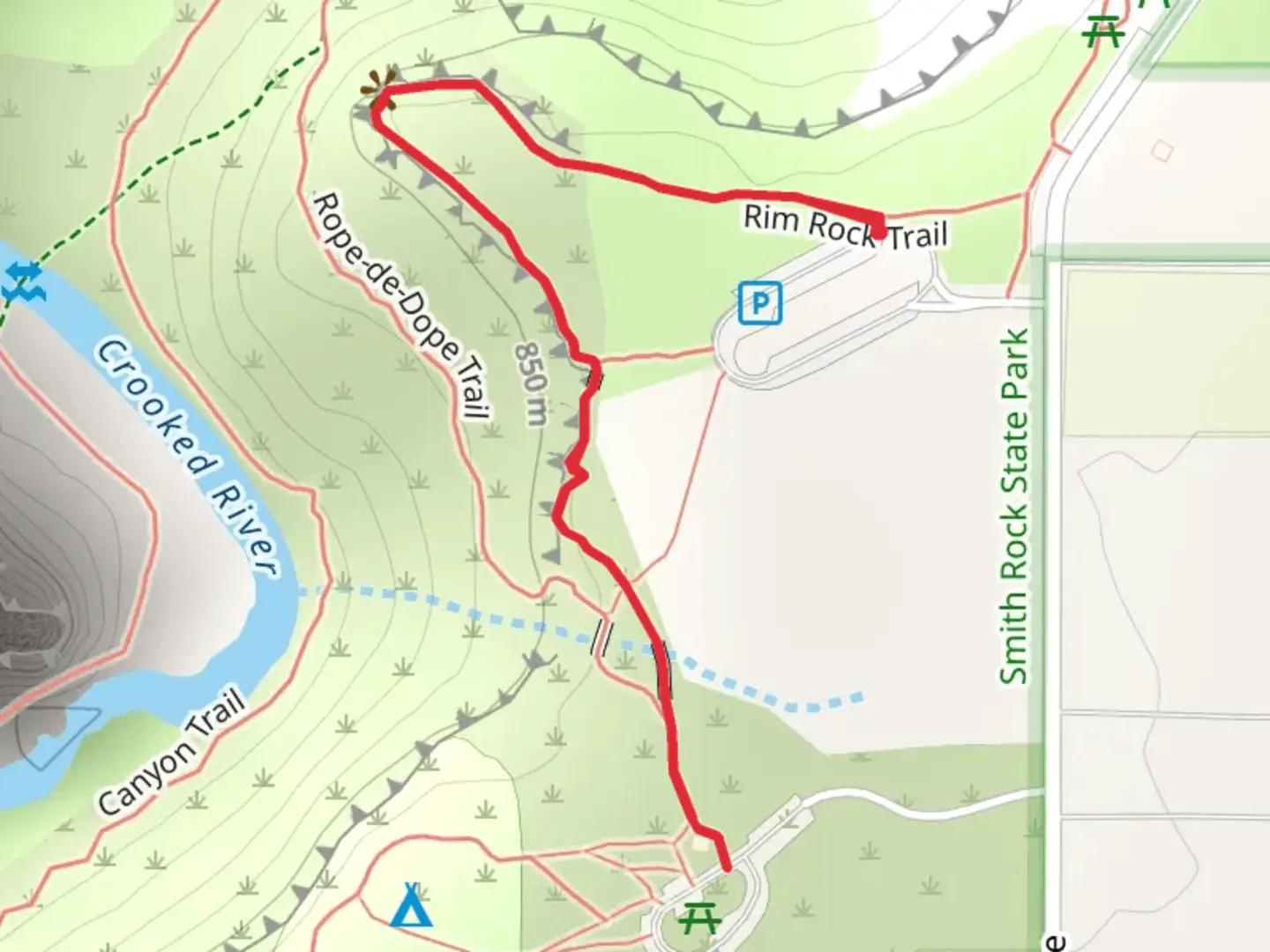 An image depicting the trail Rim Rock Trail and its surrounding area.