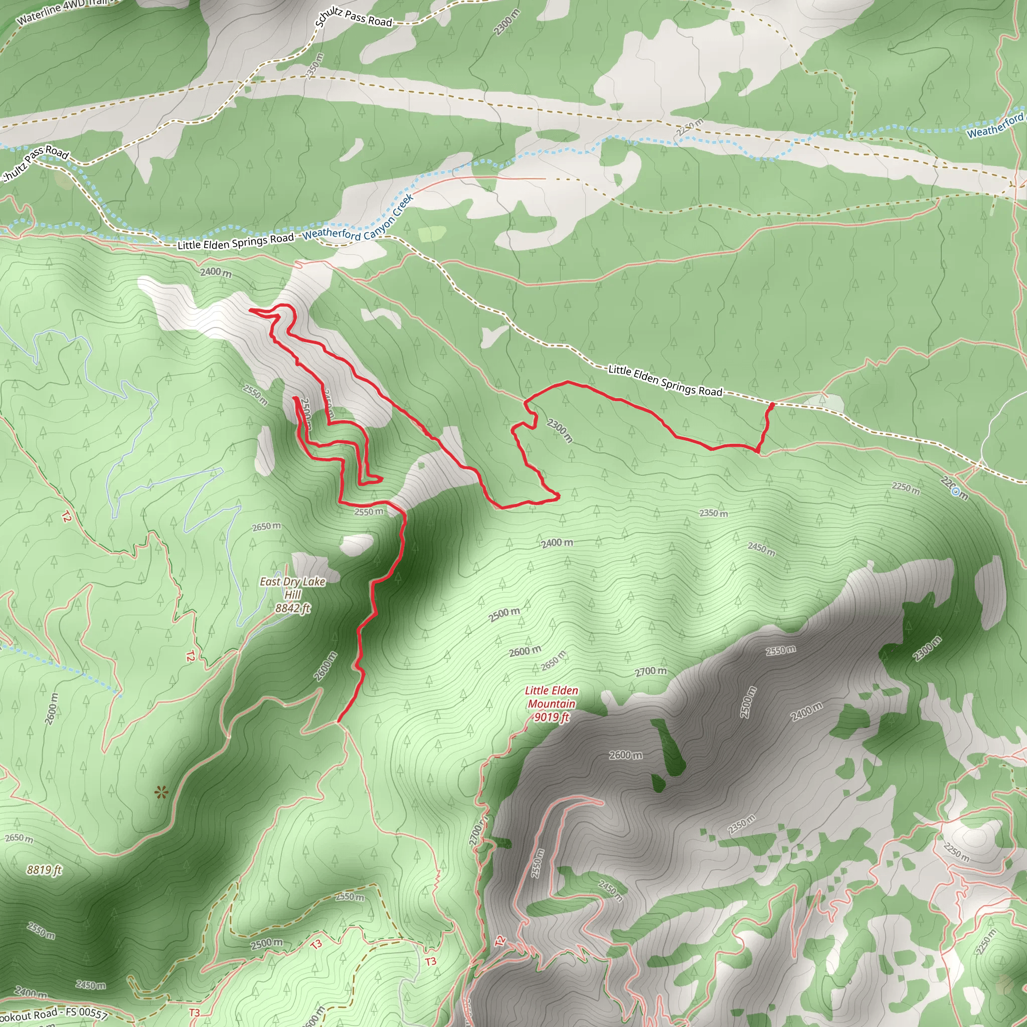 Little Bear Trail via Little Elden Trail mobile static map