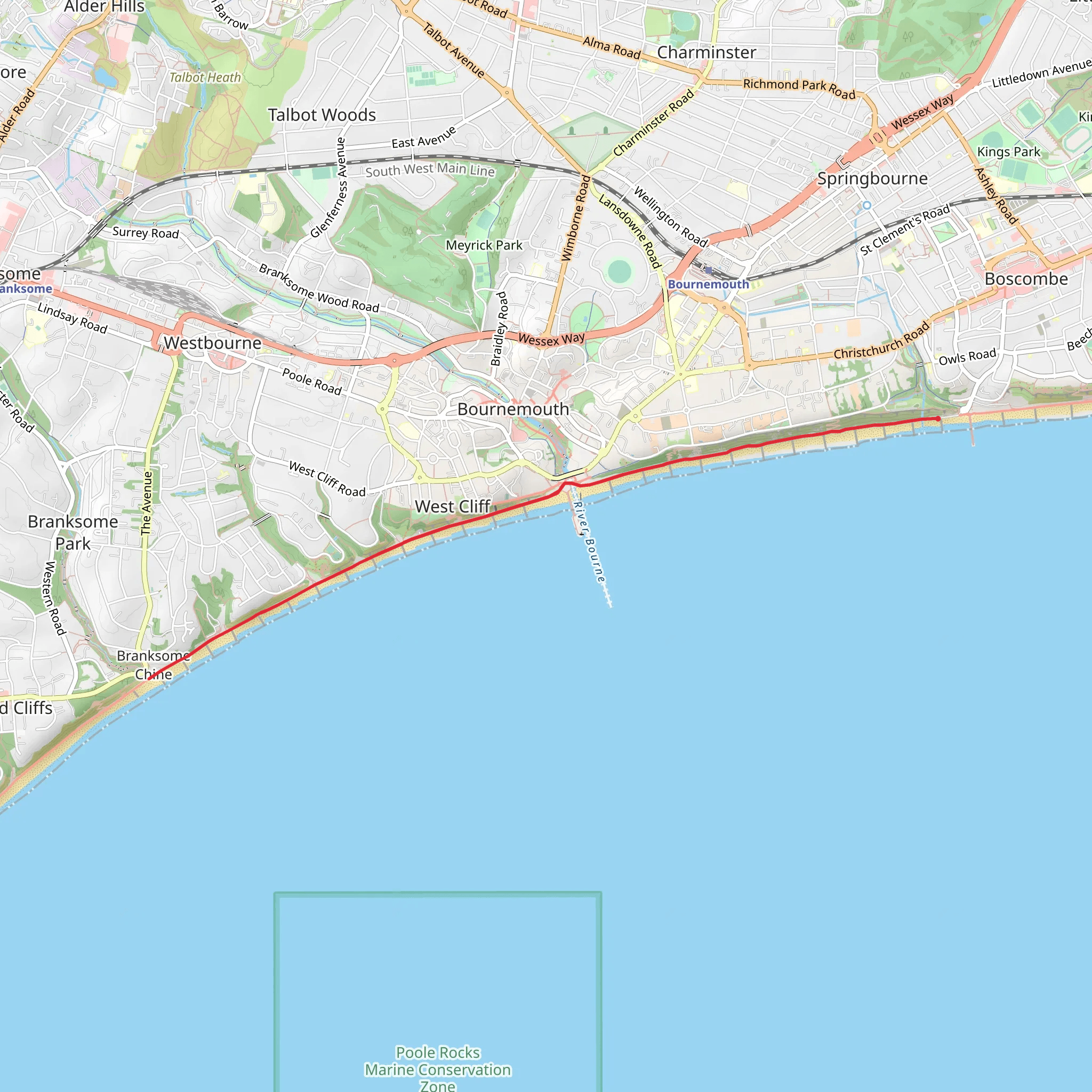 Branksome Chine Beach Walk mobile static map