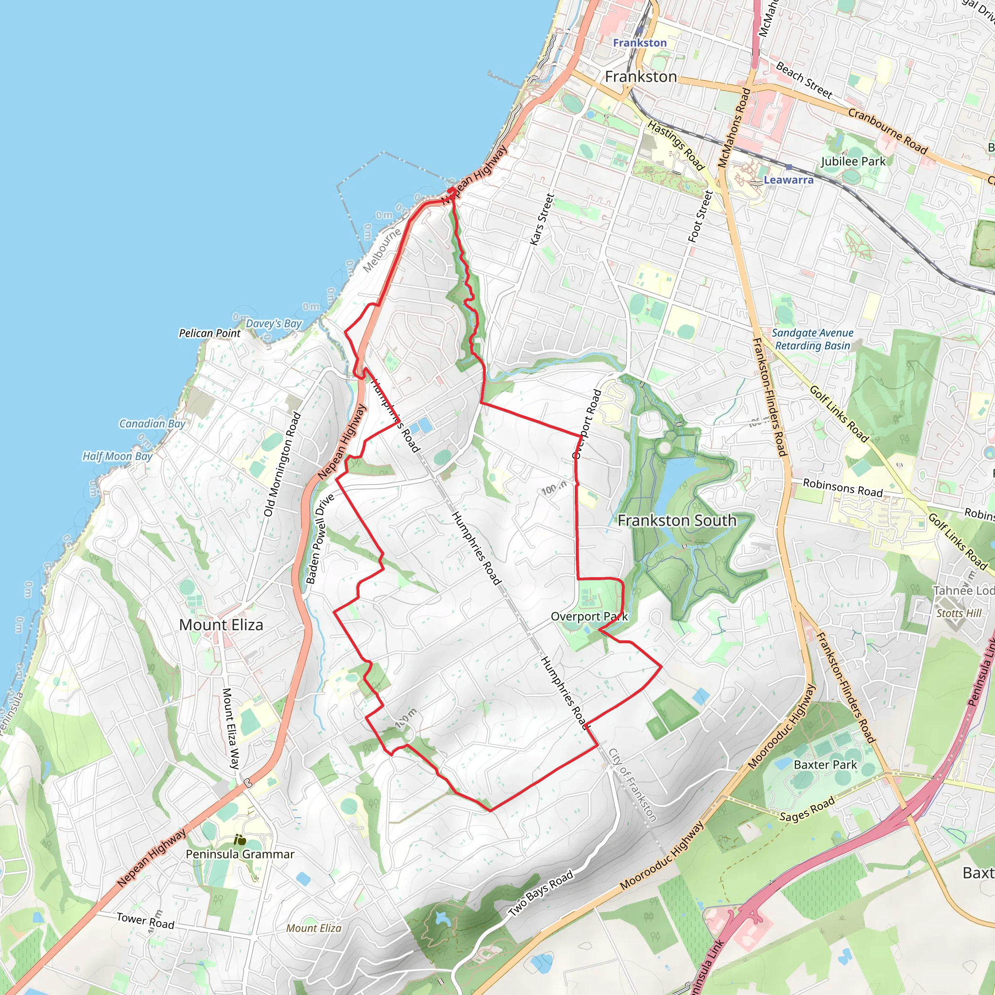 Frankston South to Mount Eliza Walk mobile static map