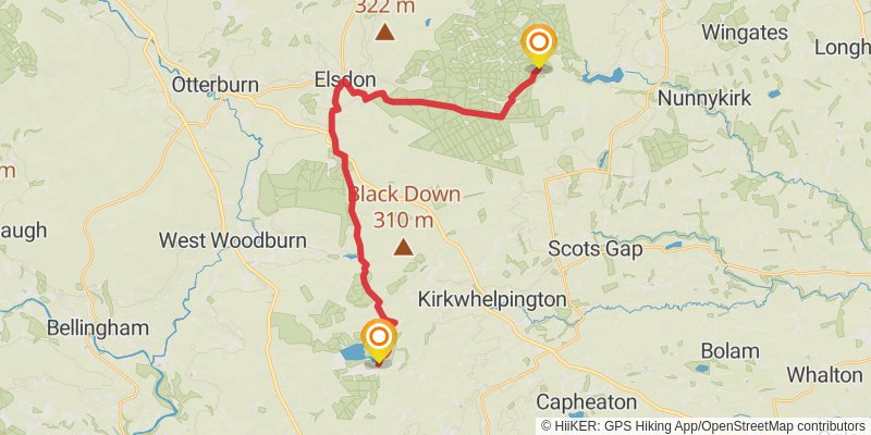 Chepstow to Berwick - upon - Tweed - Great English Walk stage 44 Map