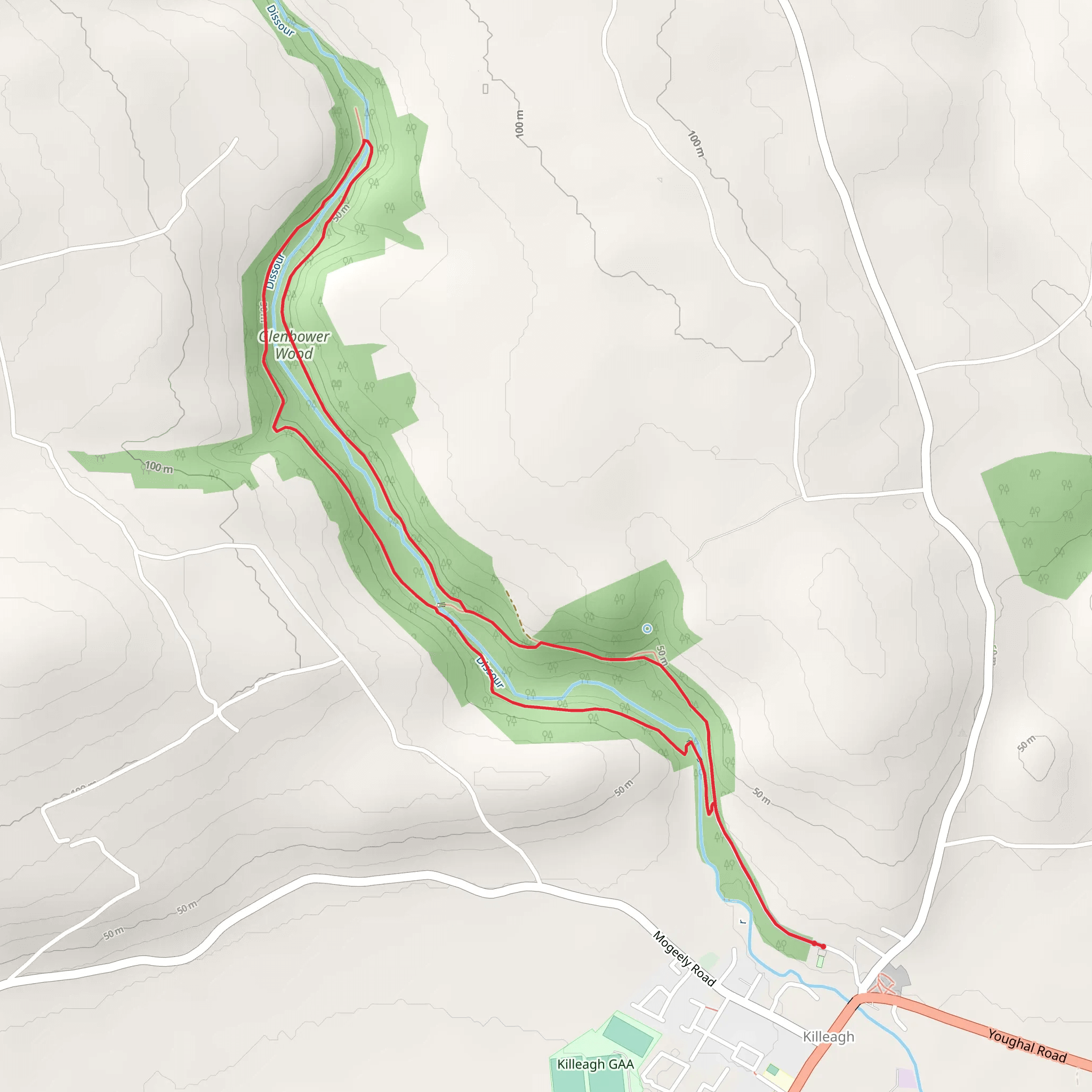 Glenbower Woods Blue Trail mobile static map