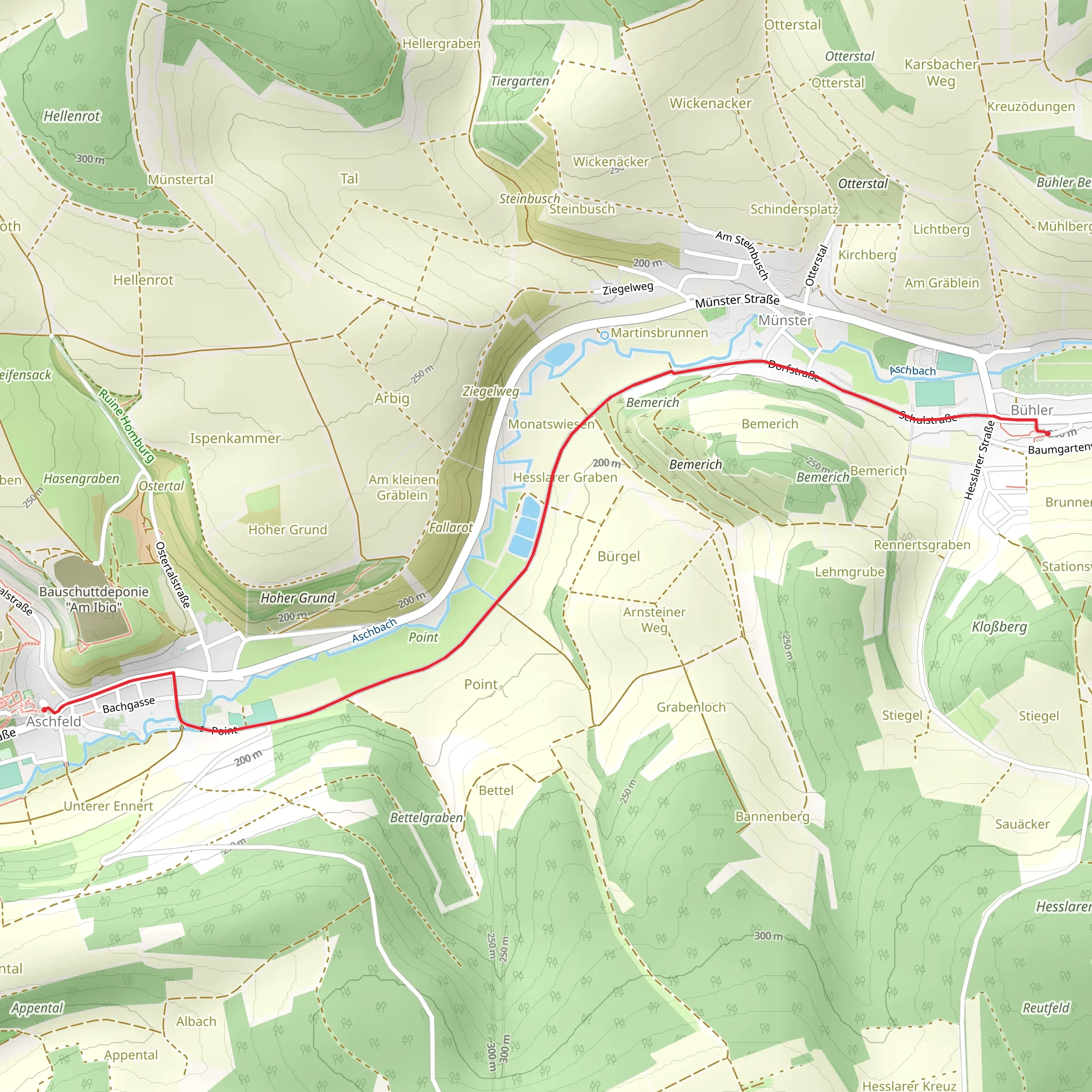 Aschfeld to Bühler Walk mobile static map