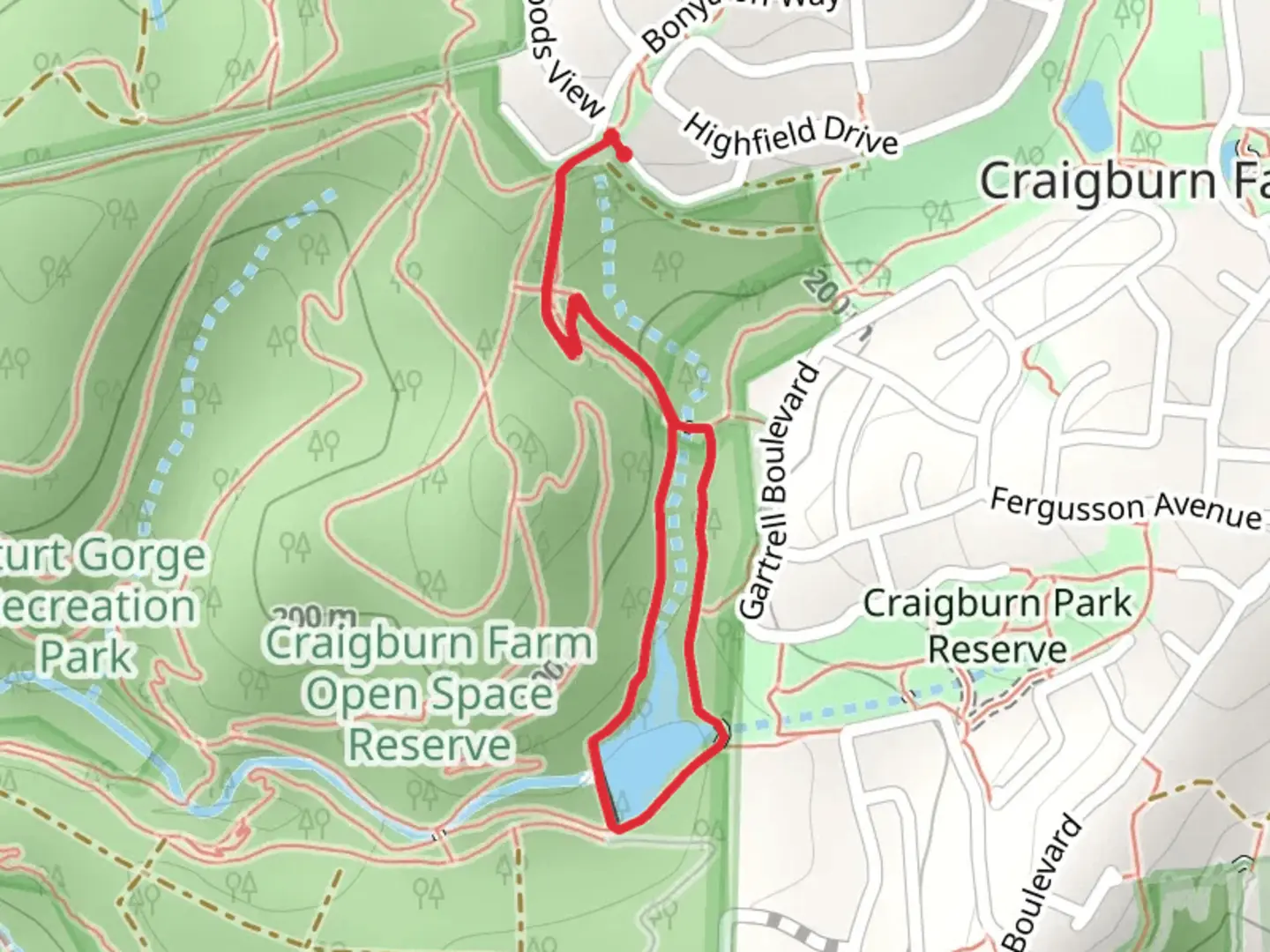 An image depicting the trail Lake View Trail - Craigburn Farm and its surrounding area.