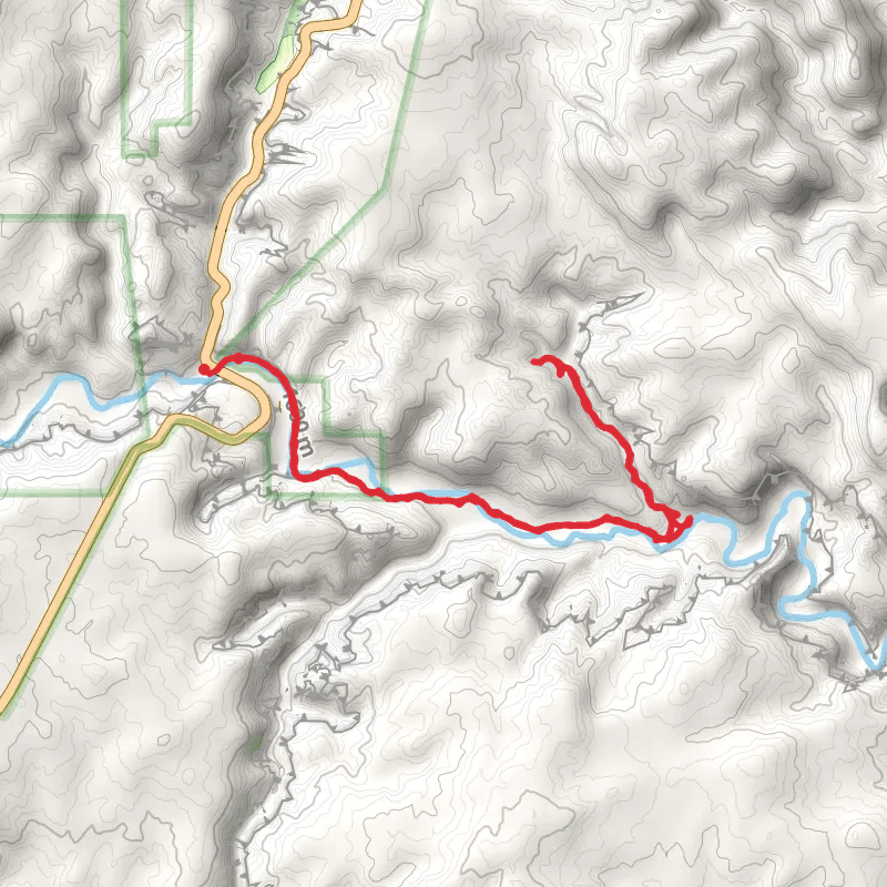 A map preview of the recording Bowington Arch from Escalante River trailhead highway 12.