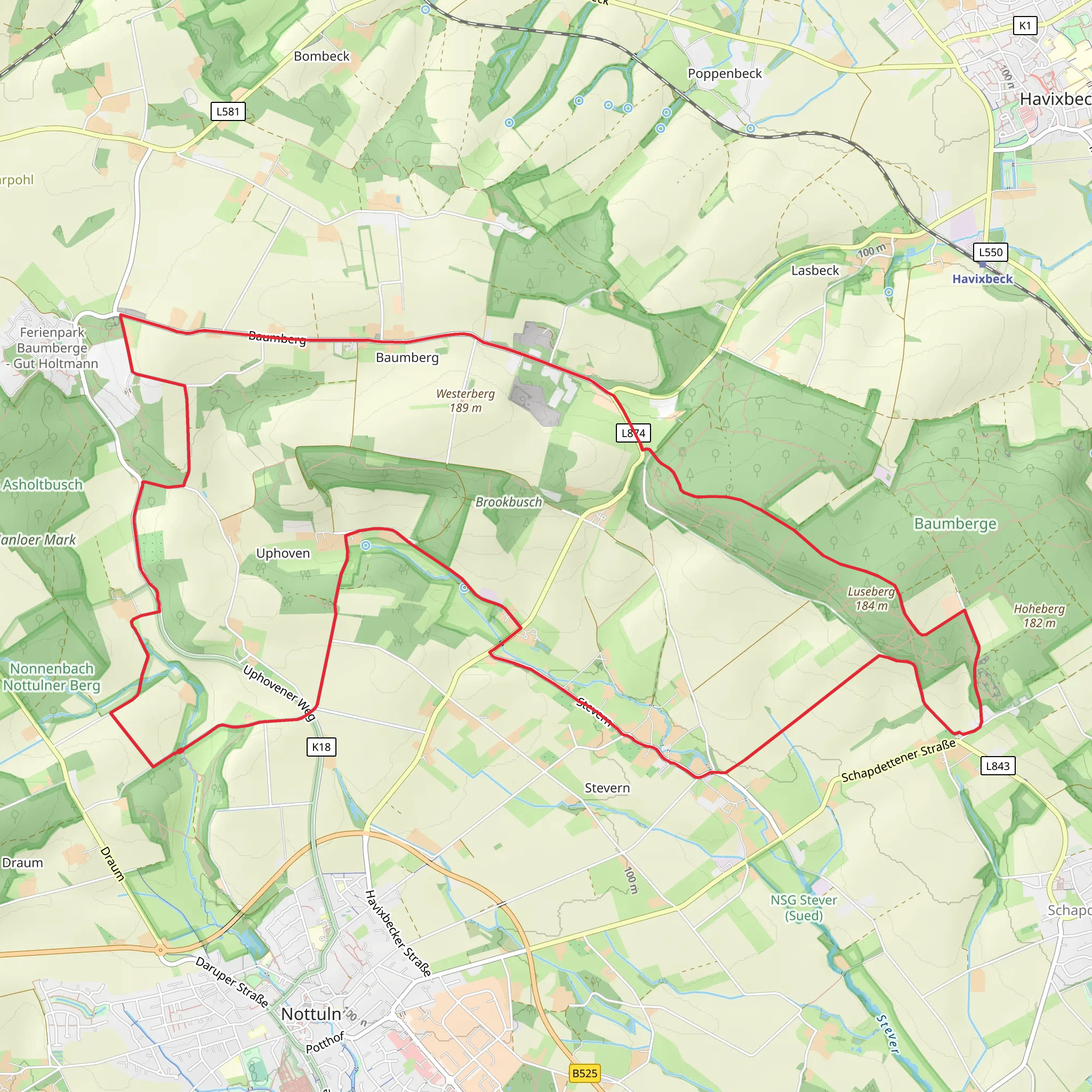Uphoven and Baumberg Loop mobile static map