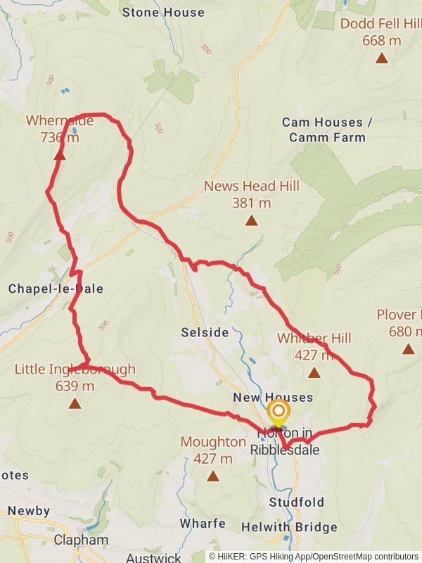 Map of Yorkshire 3 Peaks Challenge, North Yorkshire