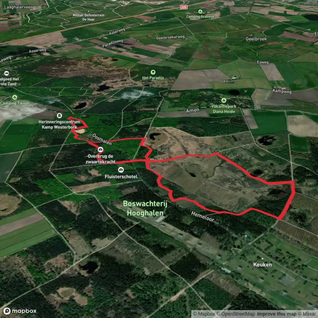 An image depicting the trail Hingsteveen and Melkwegpad Loop and its surrounding area.