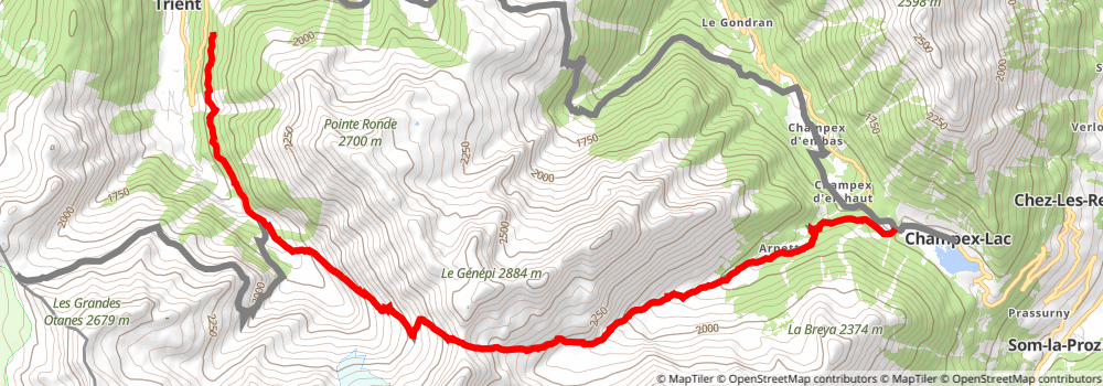 Tour du Mont Blanc alt 16 Map