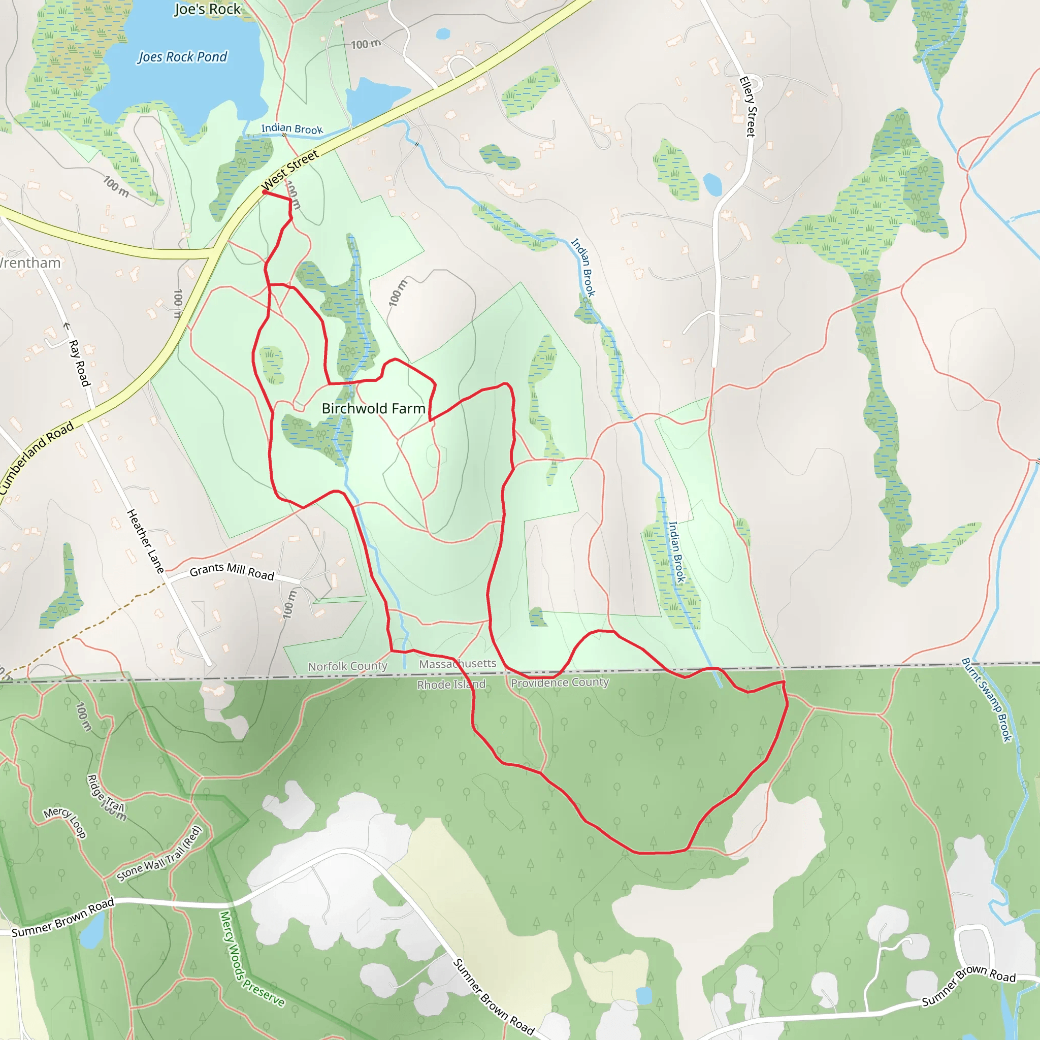 West Wrentham Loop Trail mobile static map