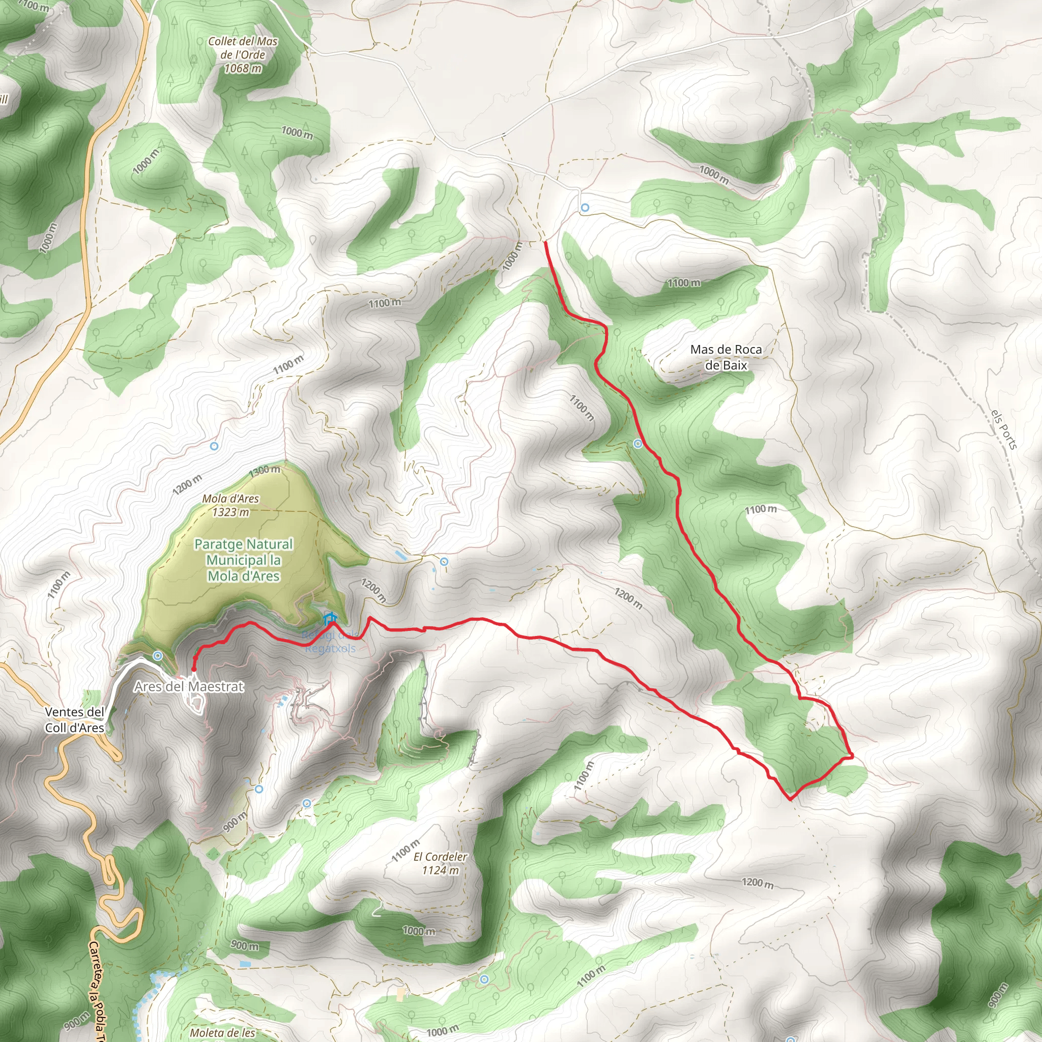 Cami del Roure de les Berrugues PR CV 387 mobile static map