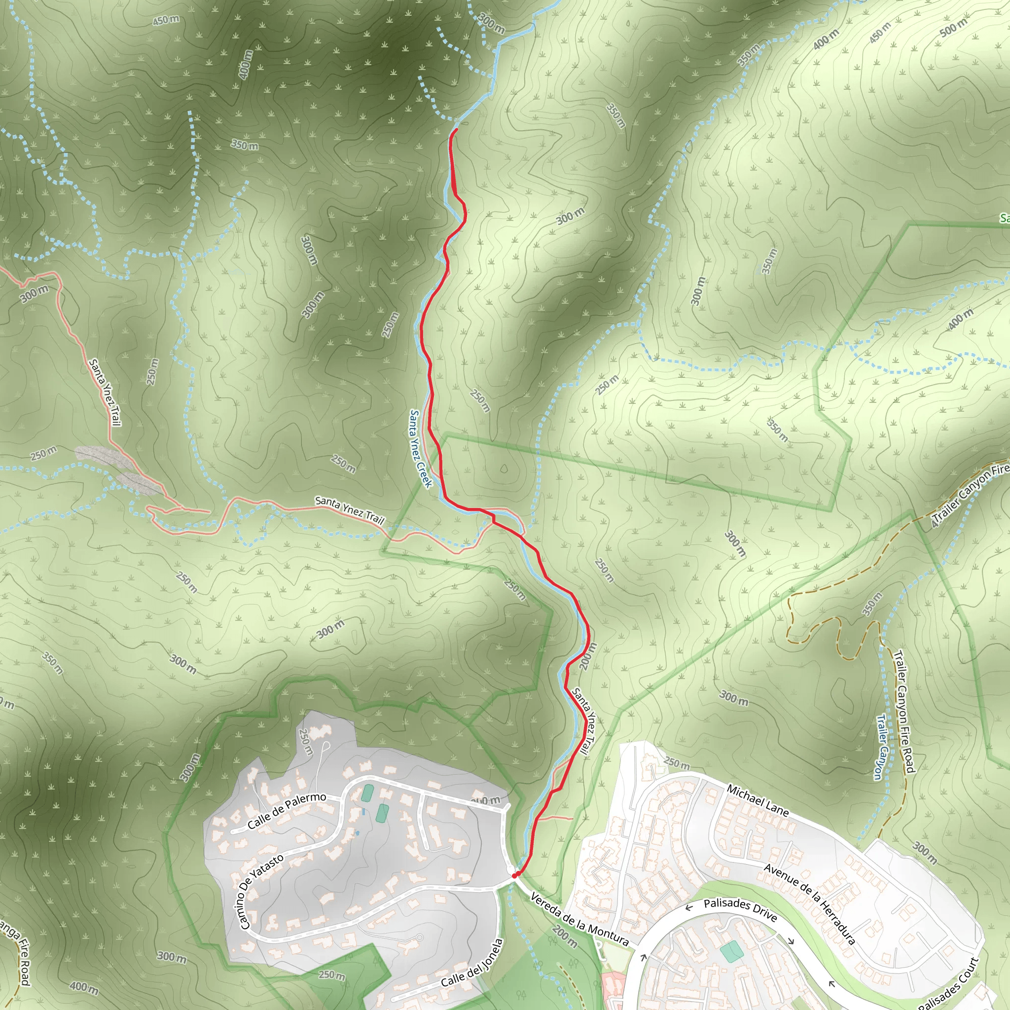 Santa Ynez Canyon Waterfall Trail mobile static map