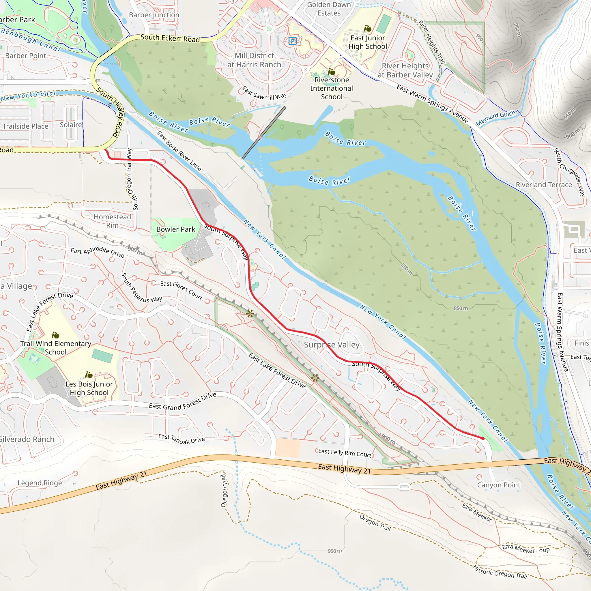 Walk beside South Surprise Way - Barber Observation Point mobile static map