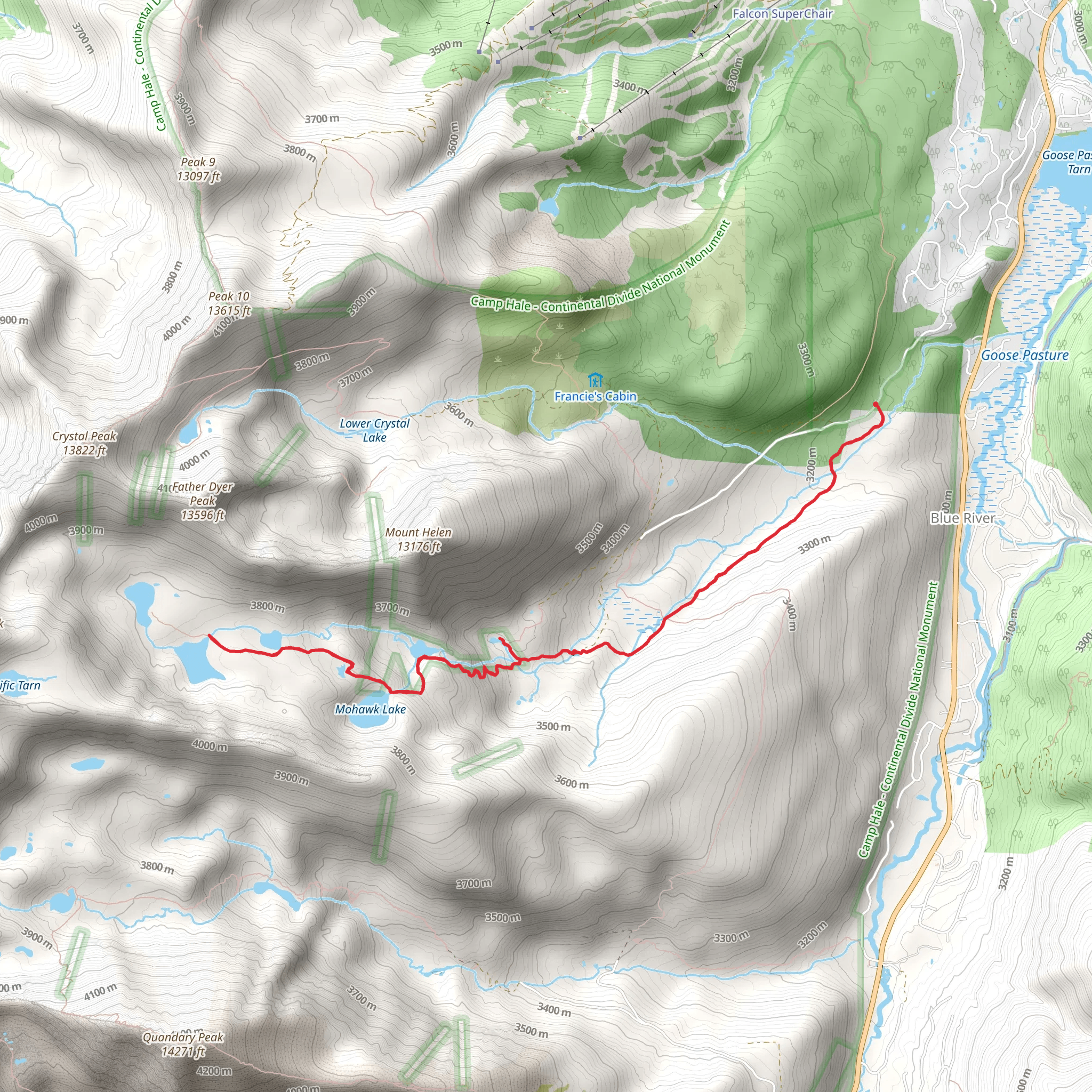 Mayflower Lakes, Mohawk Lakes via Spruce Creek Trail mobile static map