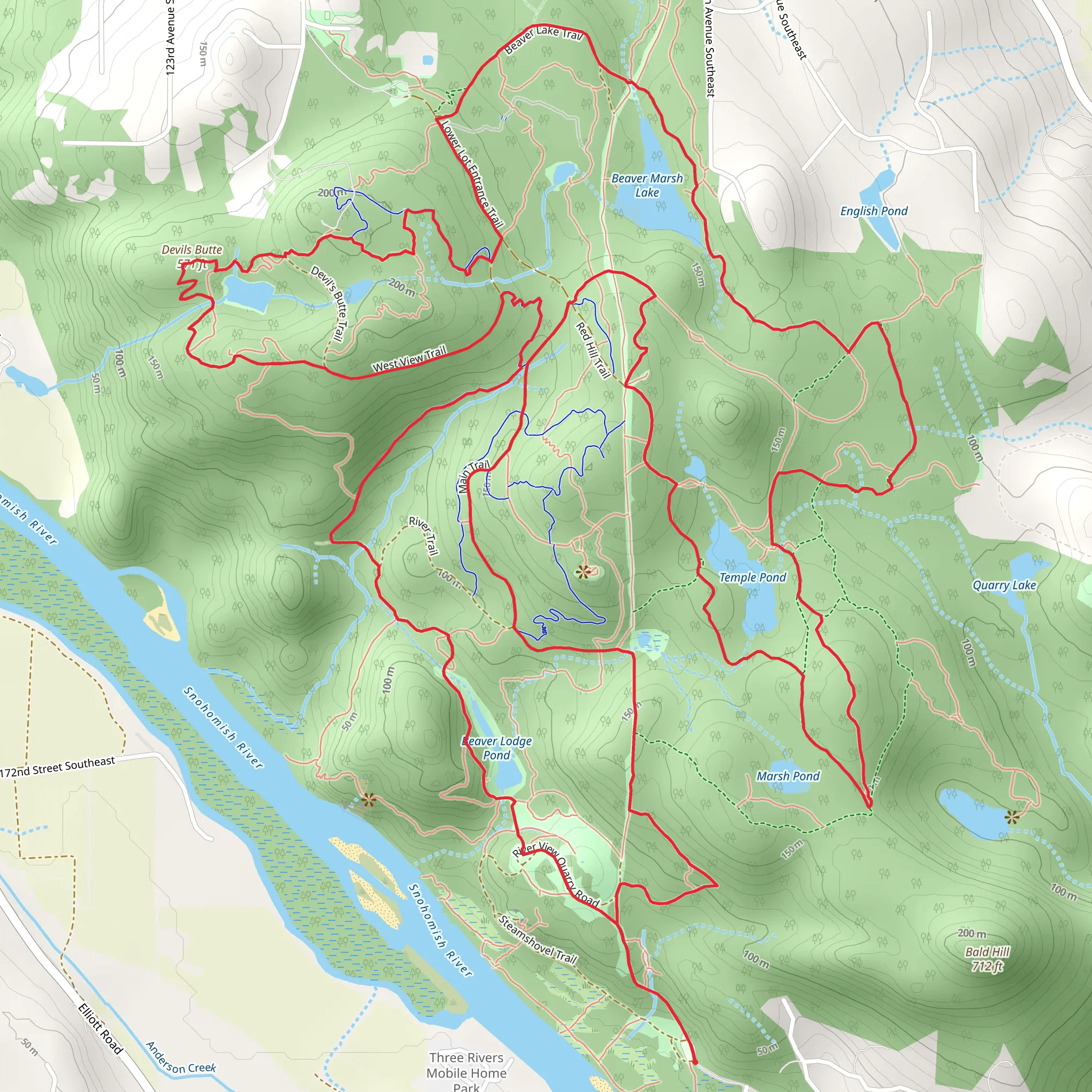 Devils Butte via Marsh Lake Loop and Quarry Trail mobile static map