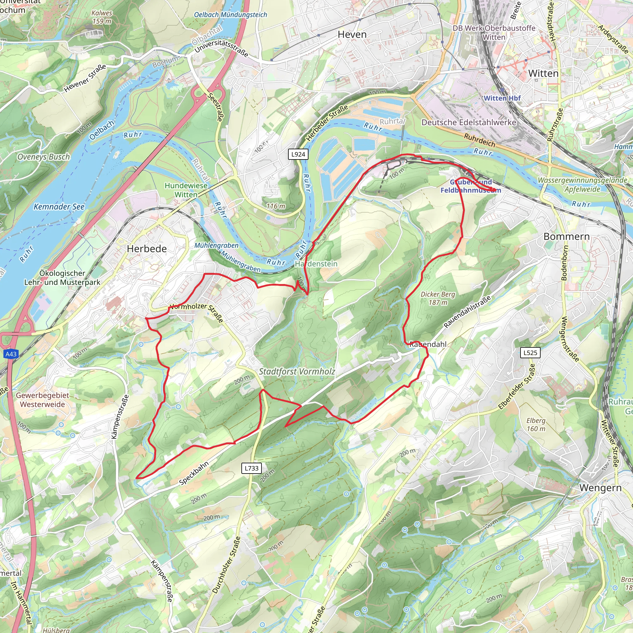 Stadtforst Muttental via Am Nöcksken mobile static map
