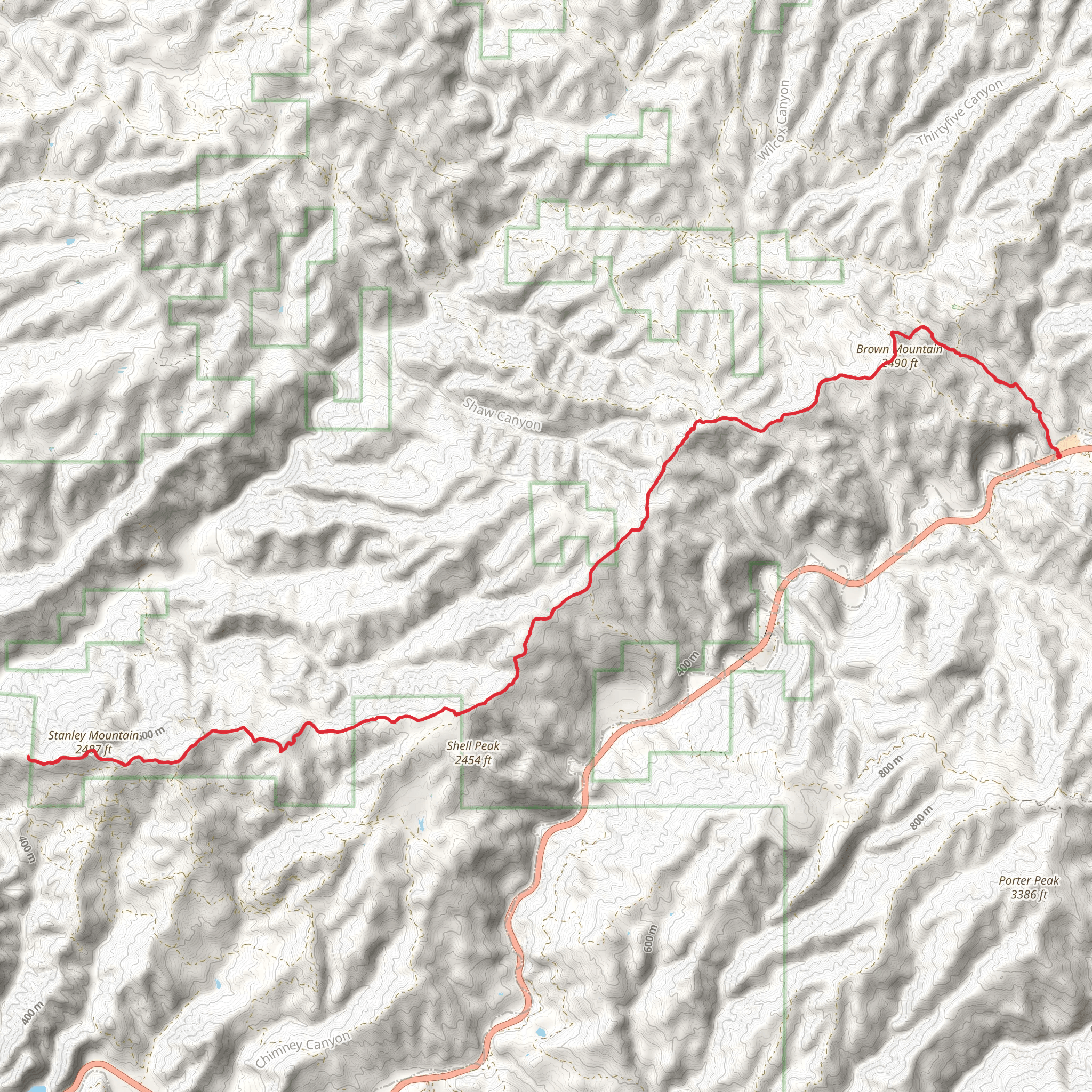 Brown Mountain and Stanley Mountain mobile static map