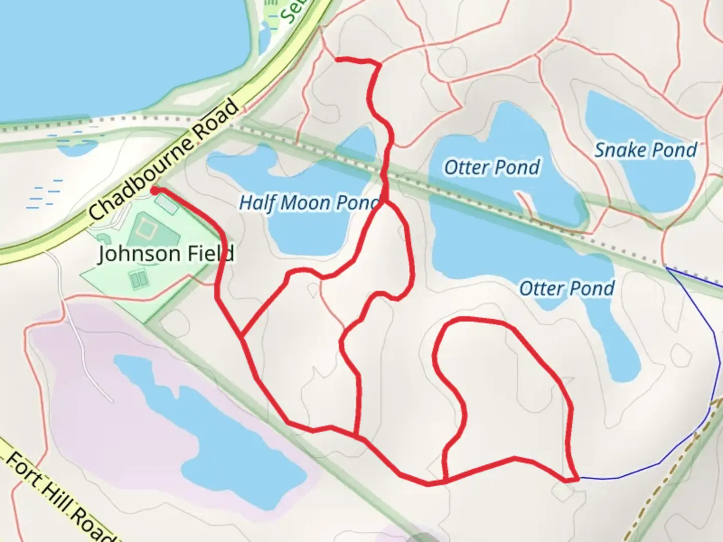 An image depicting the trail Otter Pond - Half Moon Pond Loop and its surrounding area.