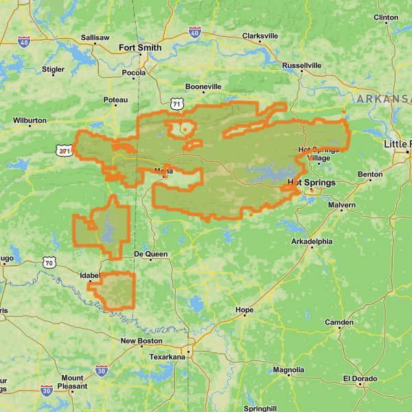 Ouachita National Forest mobile static map
