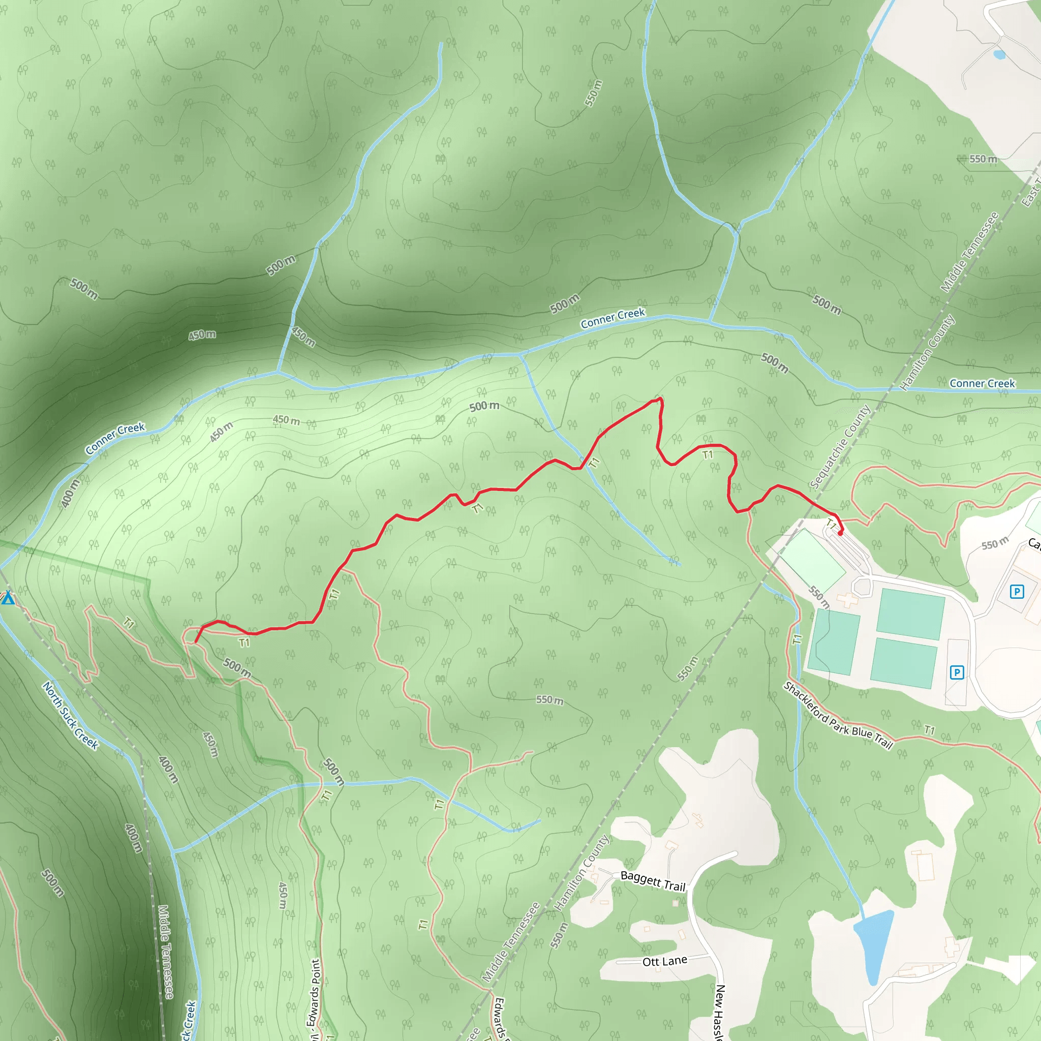 Shackleford Park to CT and Mushroom Rock mobile static map