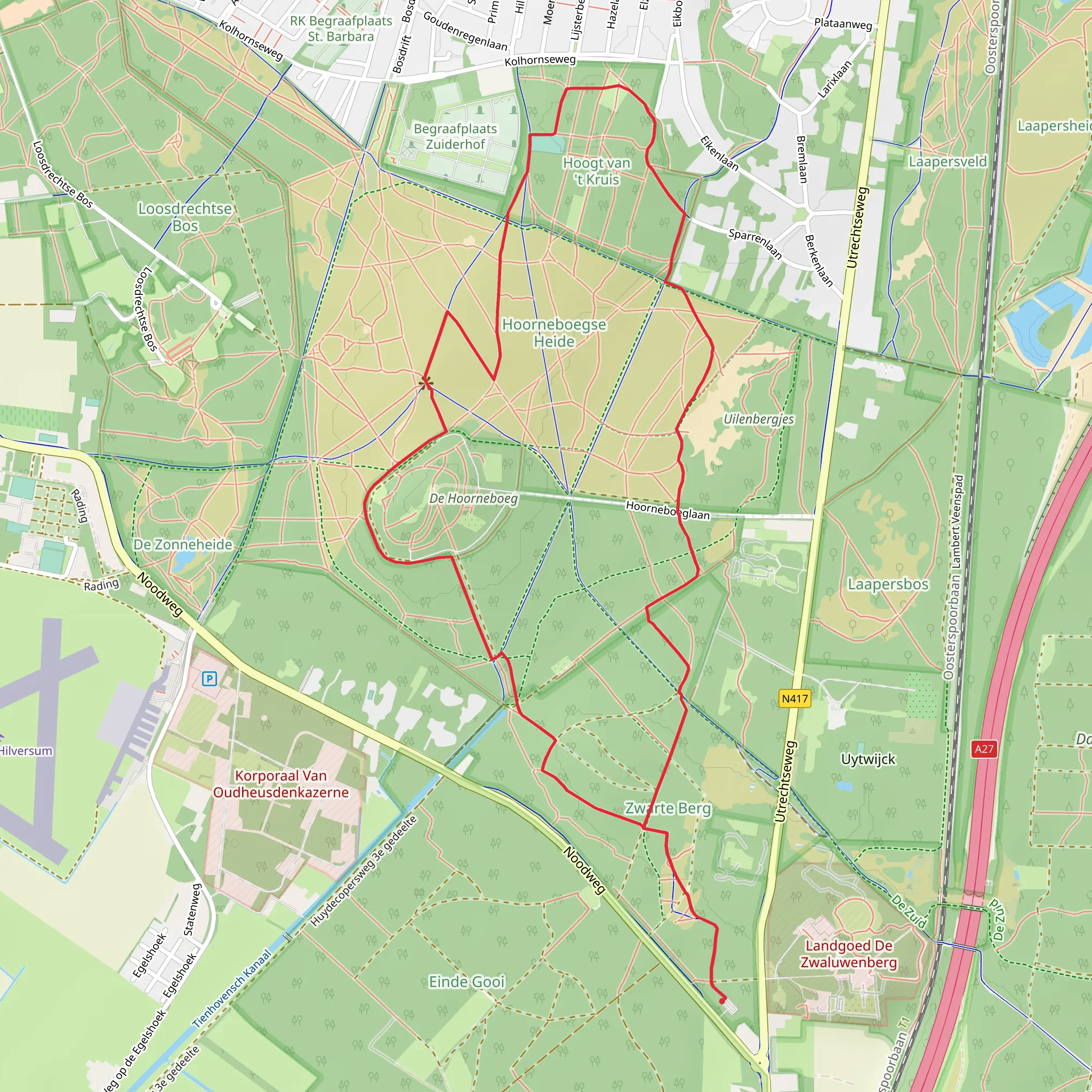 Hoorneboeg, Hoorneboegsch Heide and Zwarte Berg Loop mobile static map