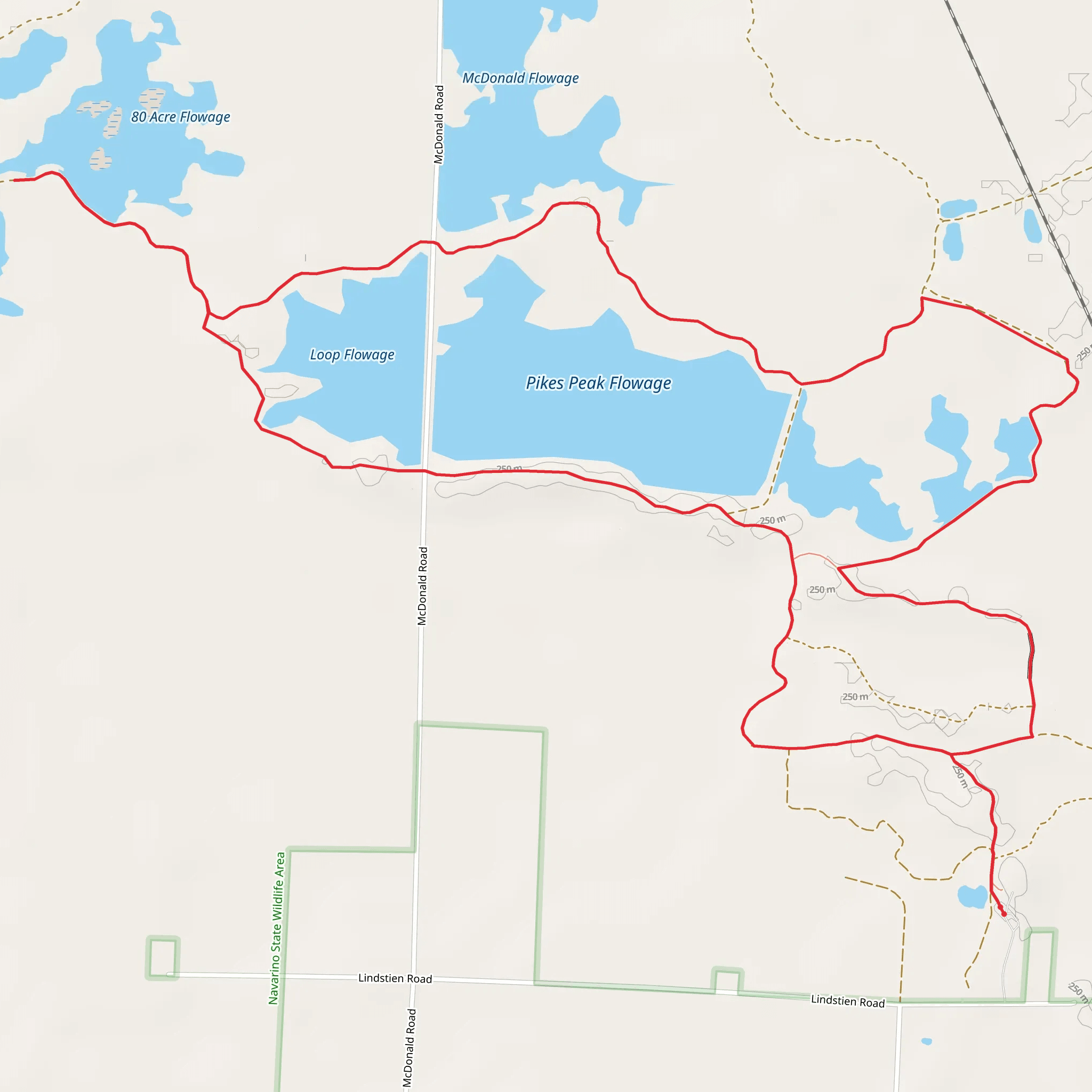 Pikes peak Flowage and 80 Acre Flowage Loop mobile static map