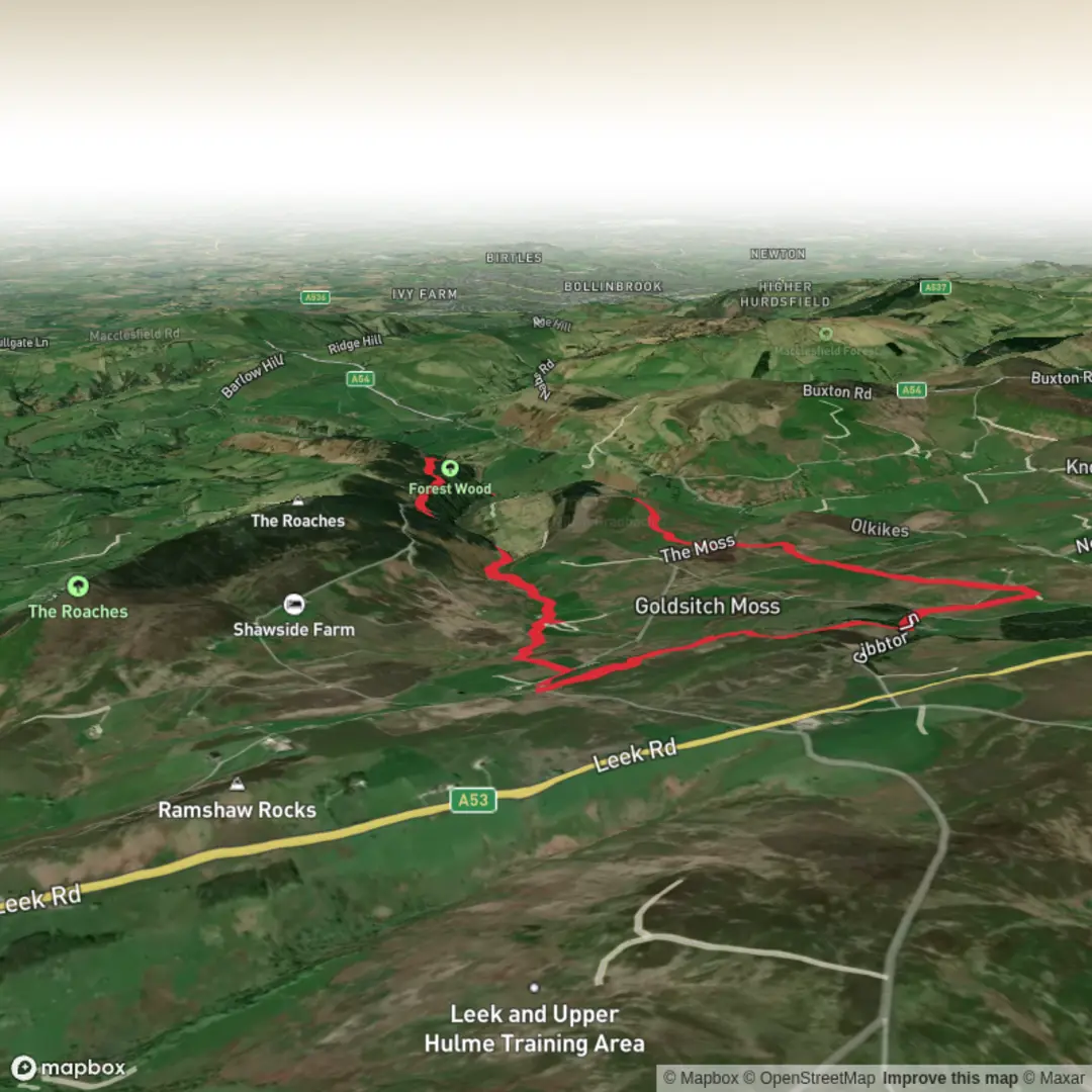 An image depicting the trail New Stones, Gradbach and Luds Loop and its surrounding area.