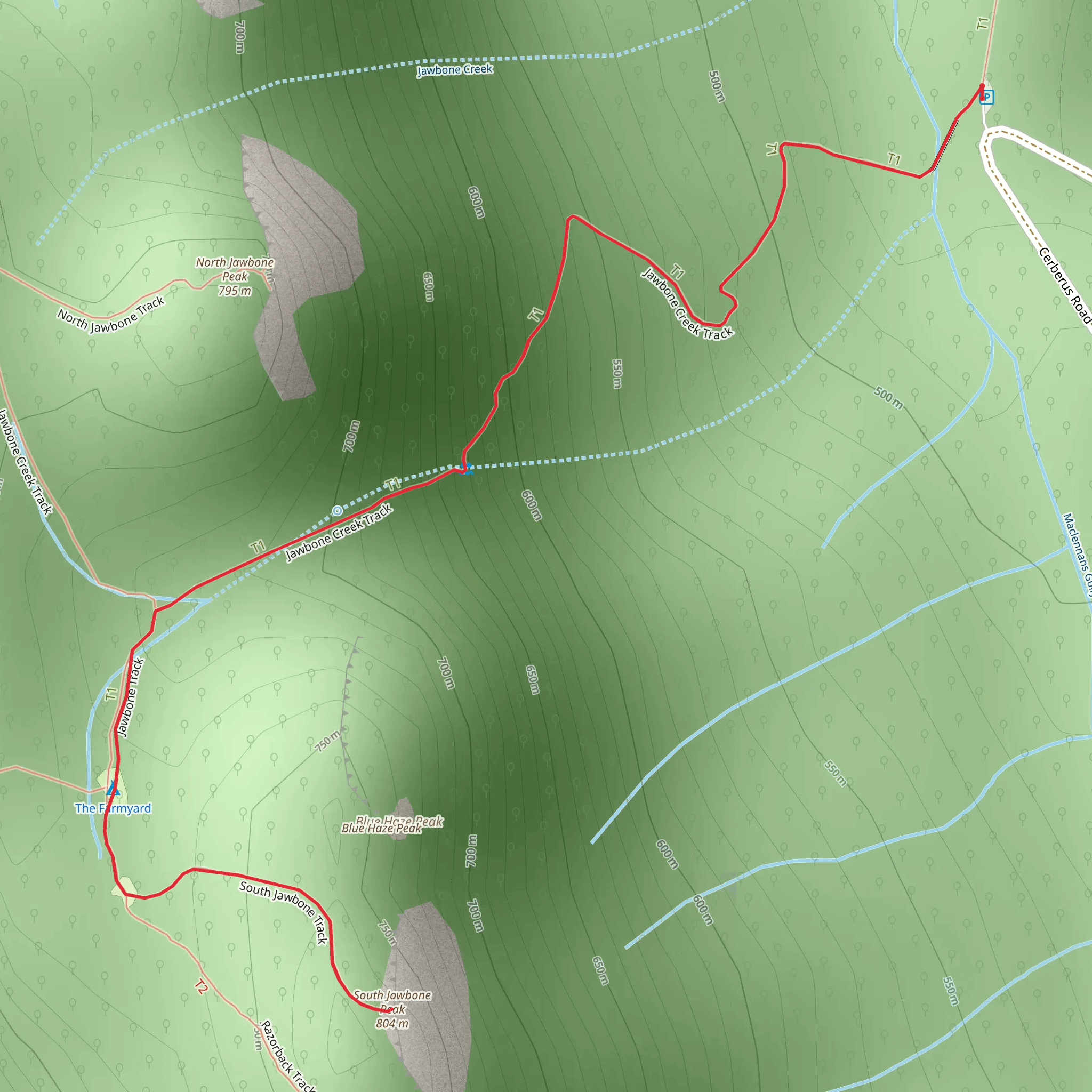 South Jawbone Peak Trail mobile static map