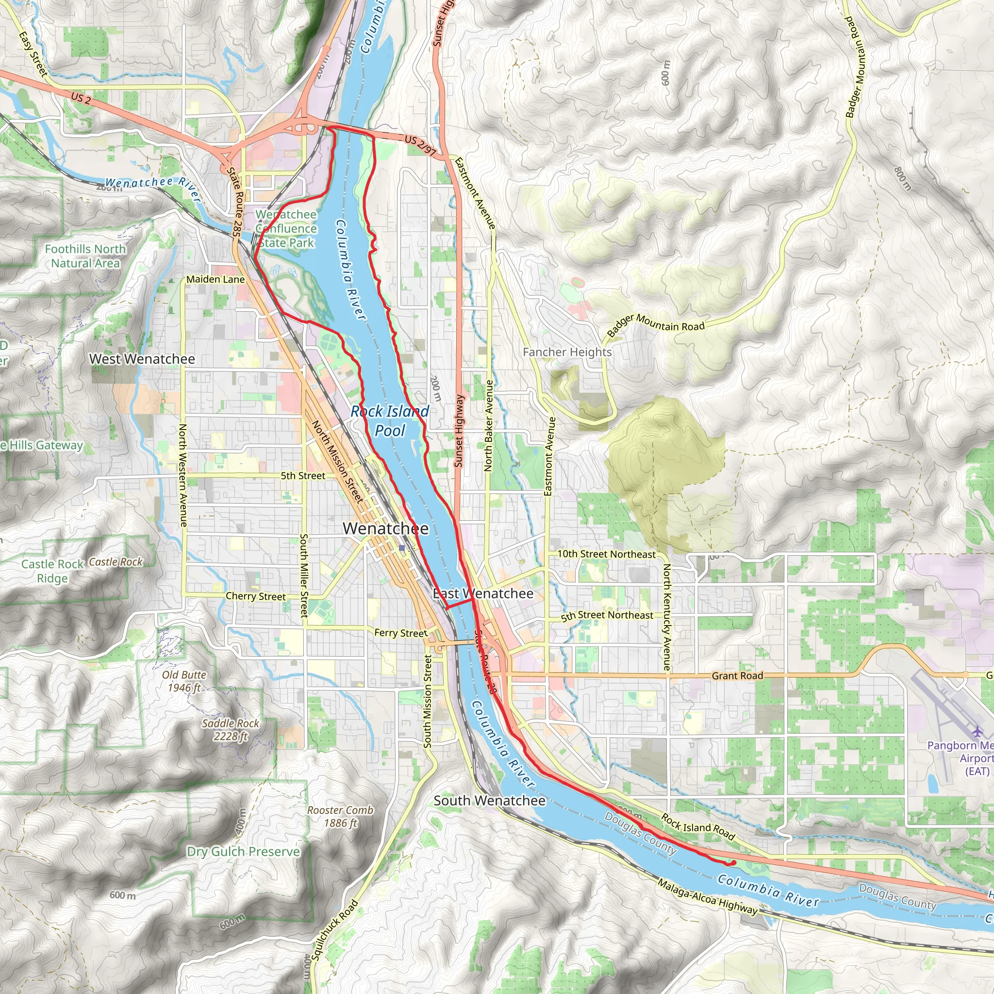 Rock Island Pool Loop via Apple Capital Recreation Trail mobile static map