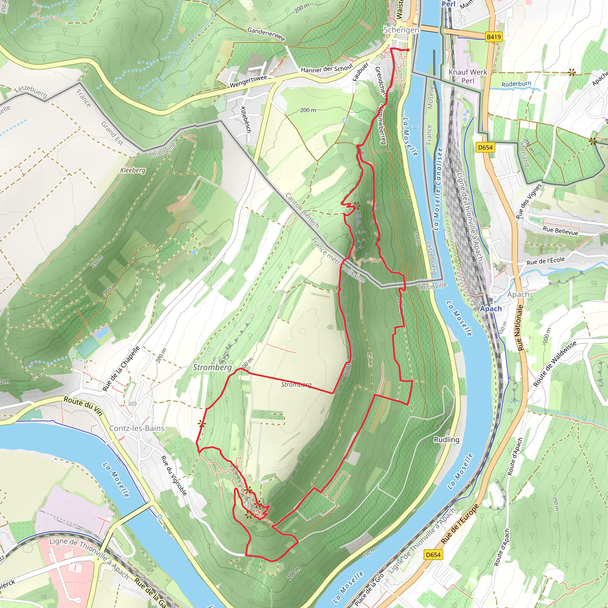 Stromberg via Schengen Grenzenlos and Moselle Trail mobile static map