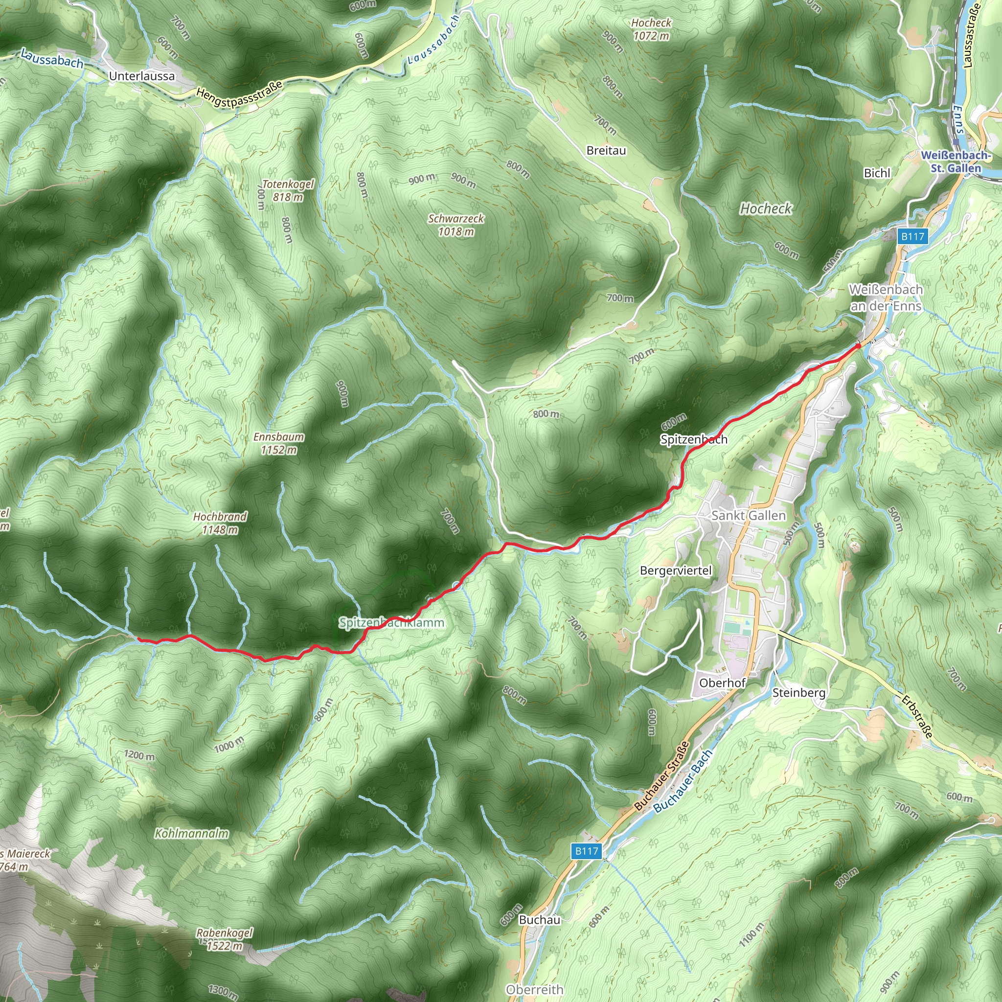 Spitzenbachklamm Valley mobile static map