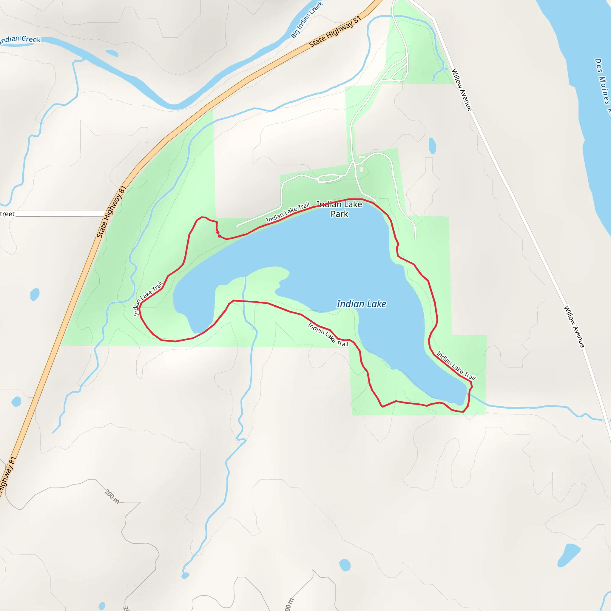 Indian Lake Loop Trail mobile static map
