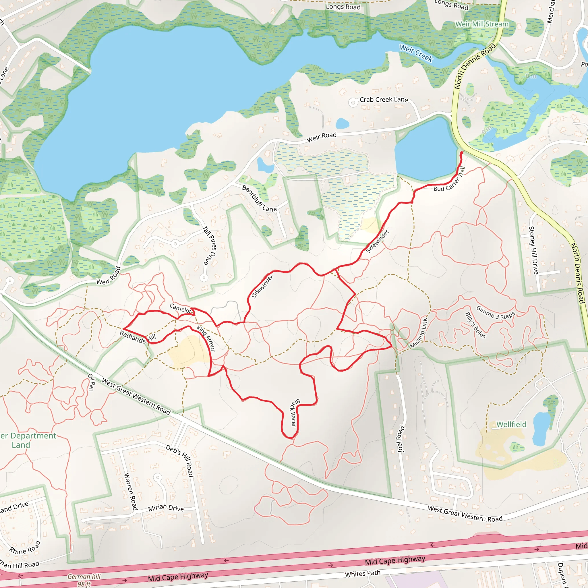 Bud Carter and Sidewinder Trail mobile static map