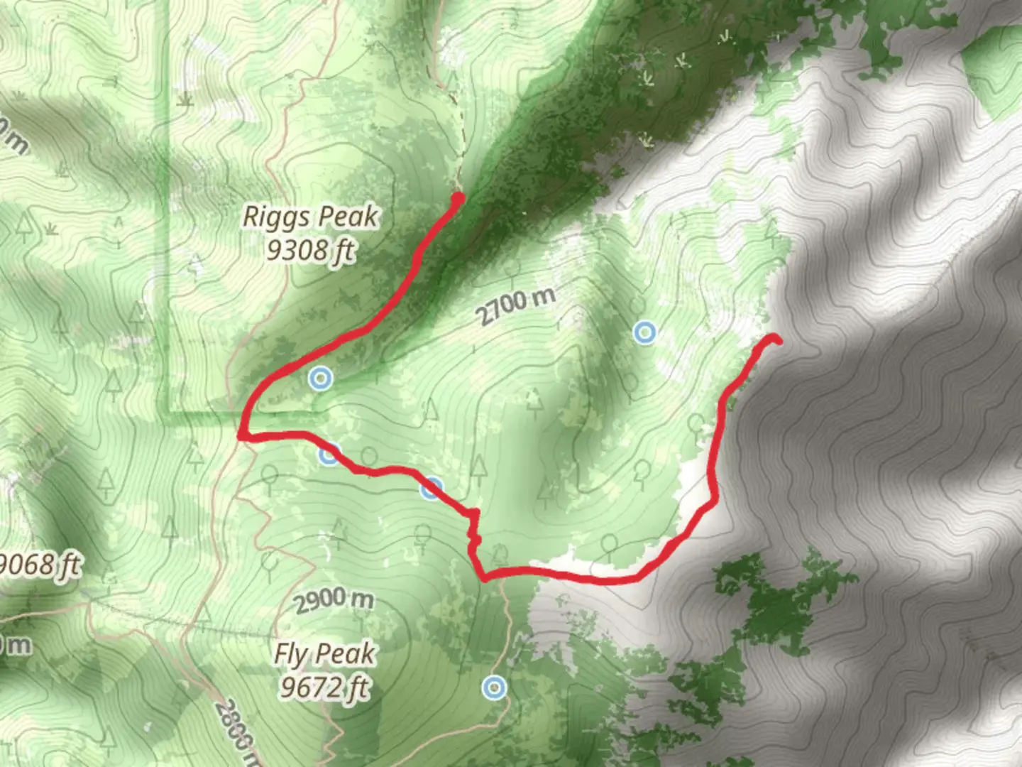 An image depicting the trail Centella Trail via Long Park Trail and its surrounding area.