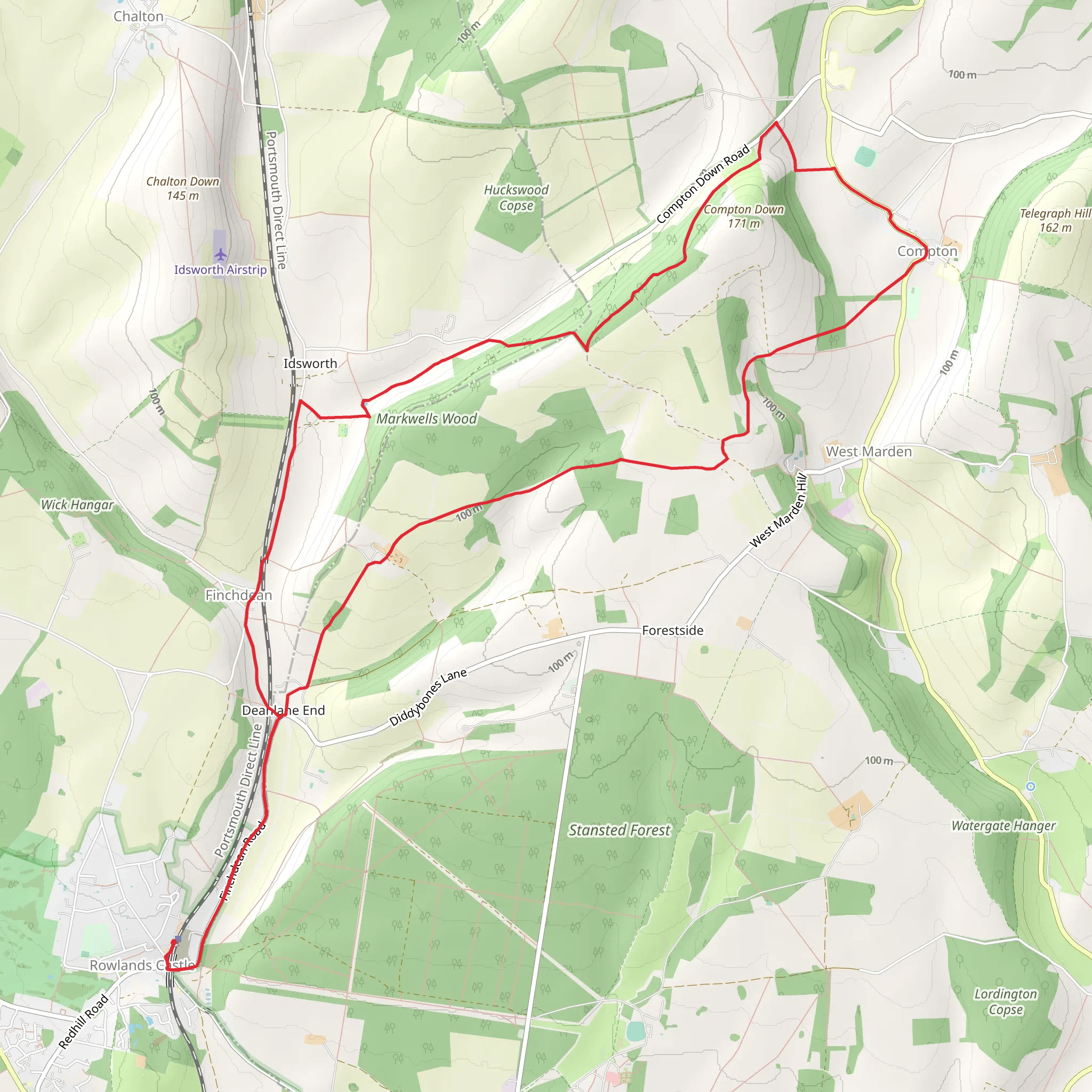 Markwells Wood and Compton Loop mobile static map