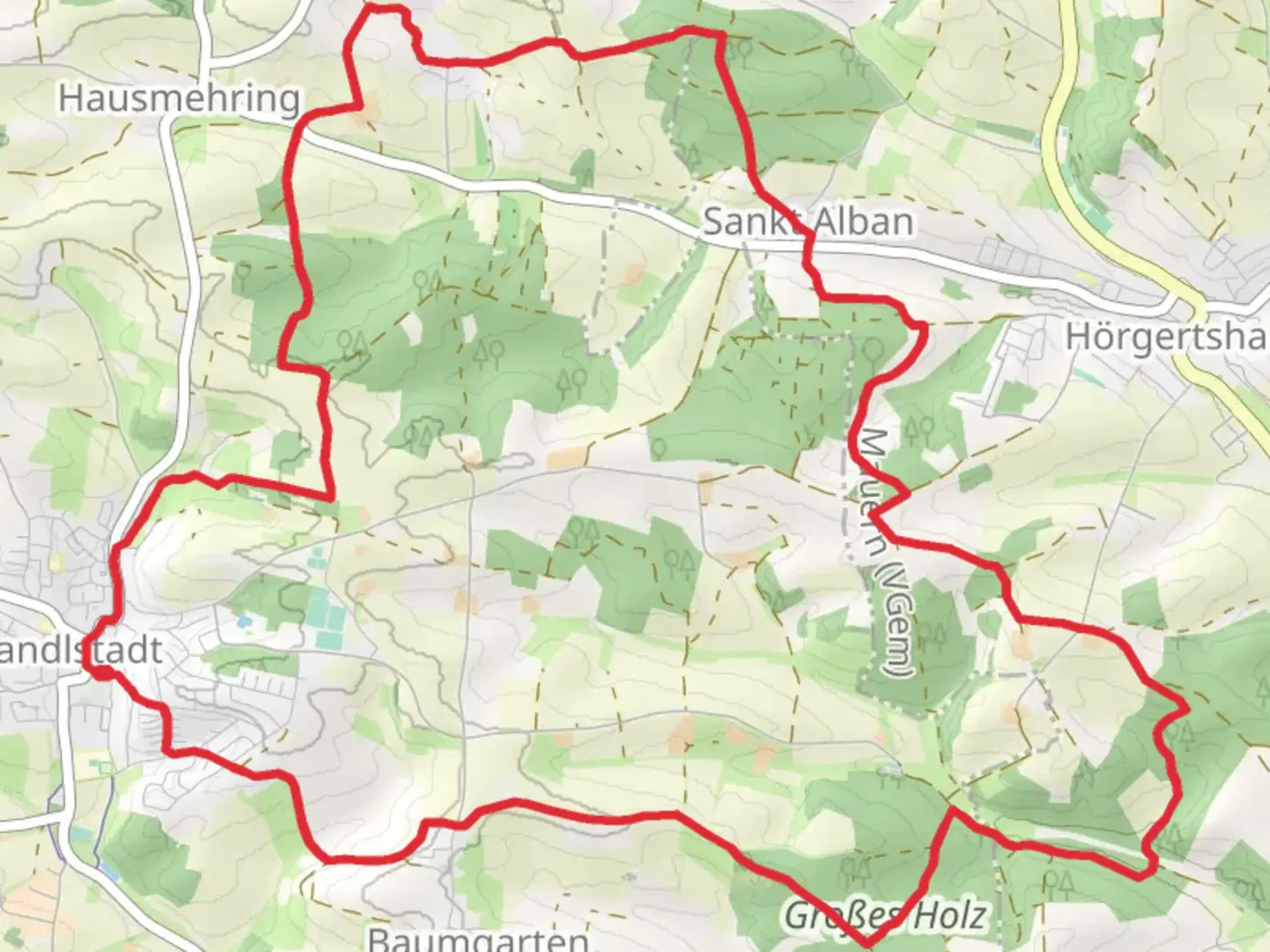 An image depicting the trail Naldlstadt East Loop and its surrounding area.