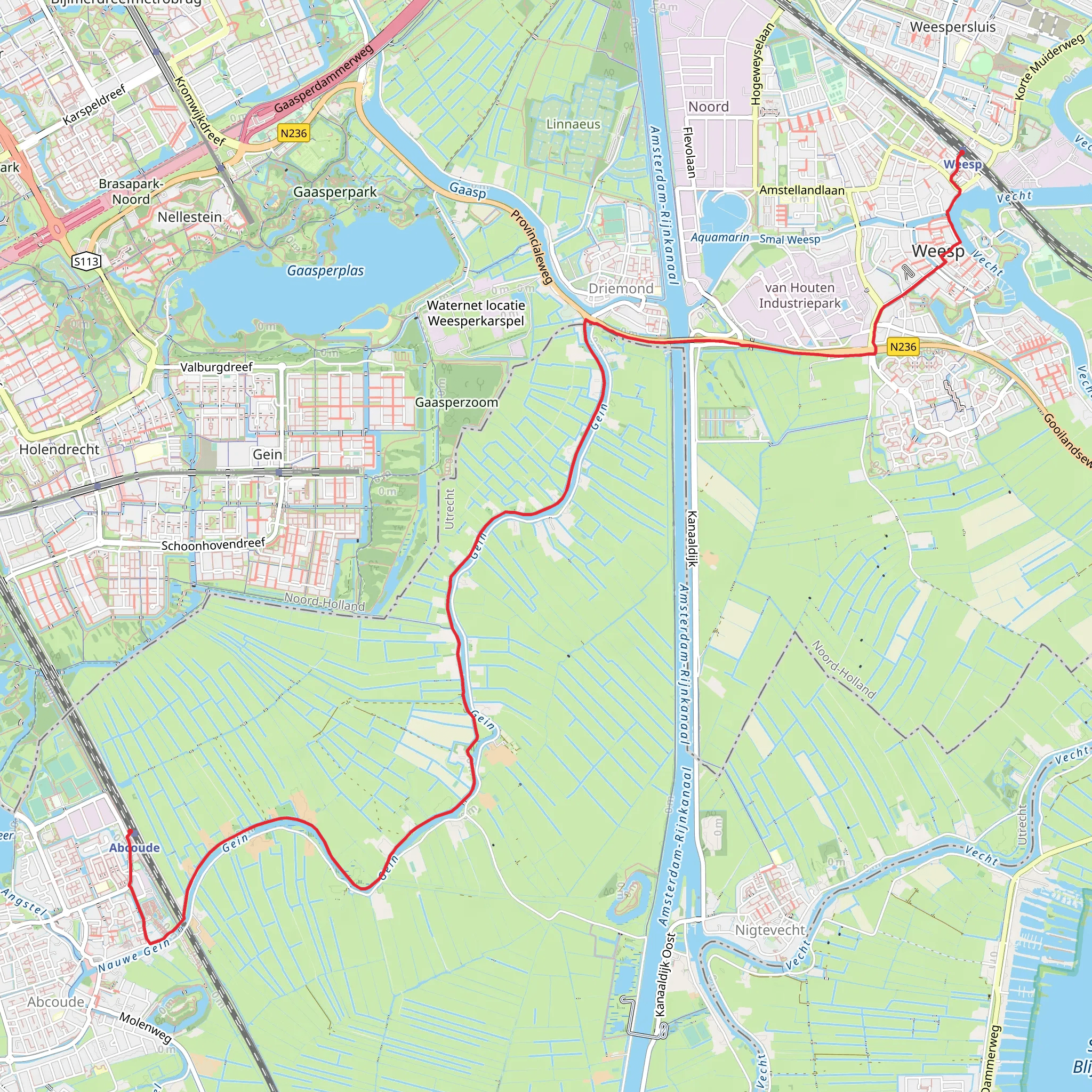 Weesp to Abcoude via Gooilandse Weg and Provinciate Weg mobile static map
