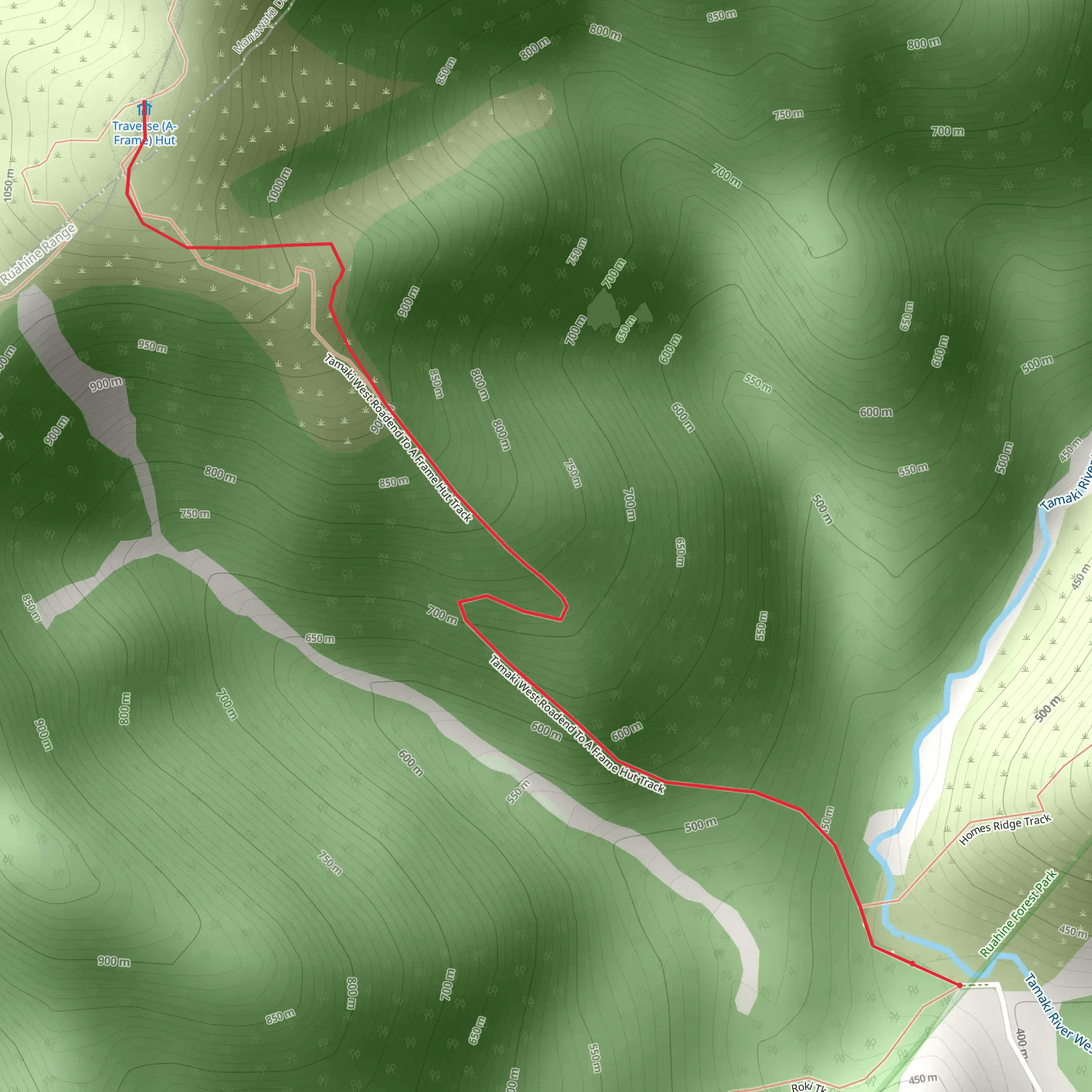 A Frame Hut and Takapari Road Track mobile static map