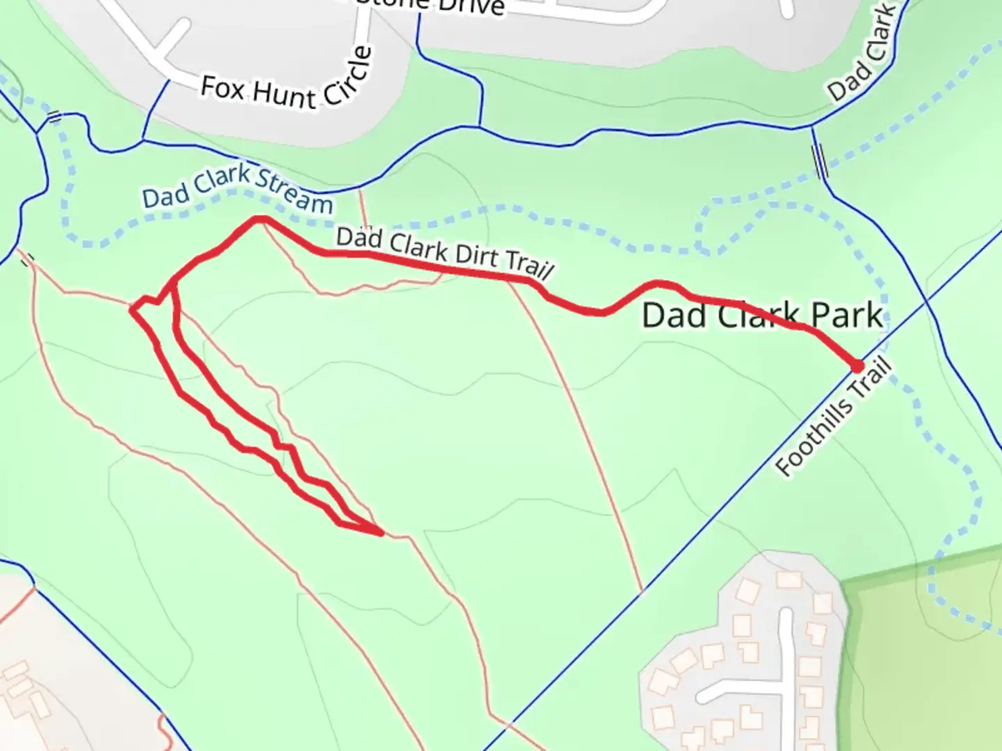 An image depicting the trail Dad Clark Dirt Trail Out and Back and its surrounding area.