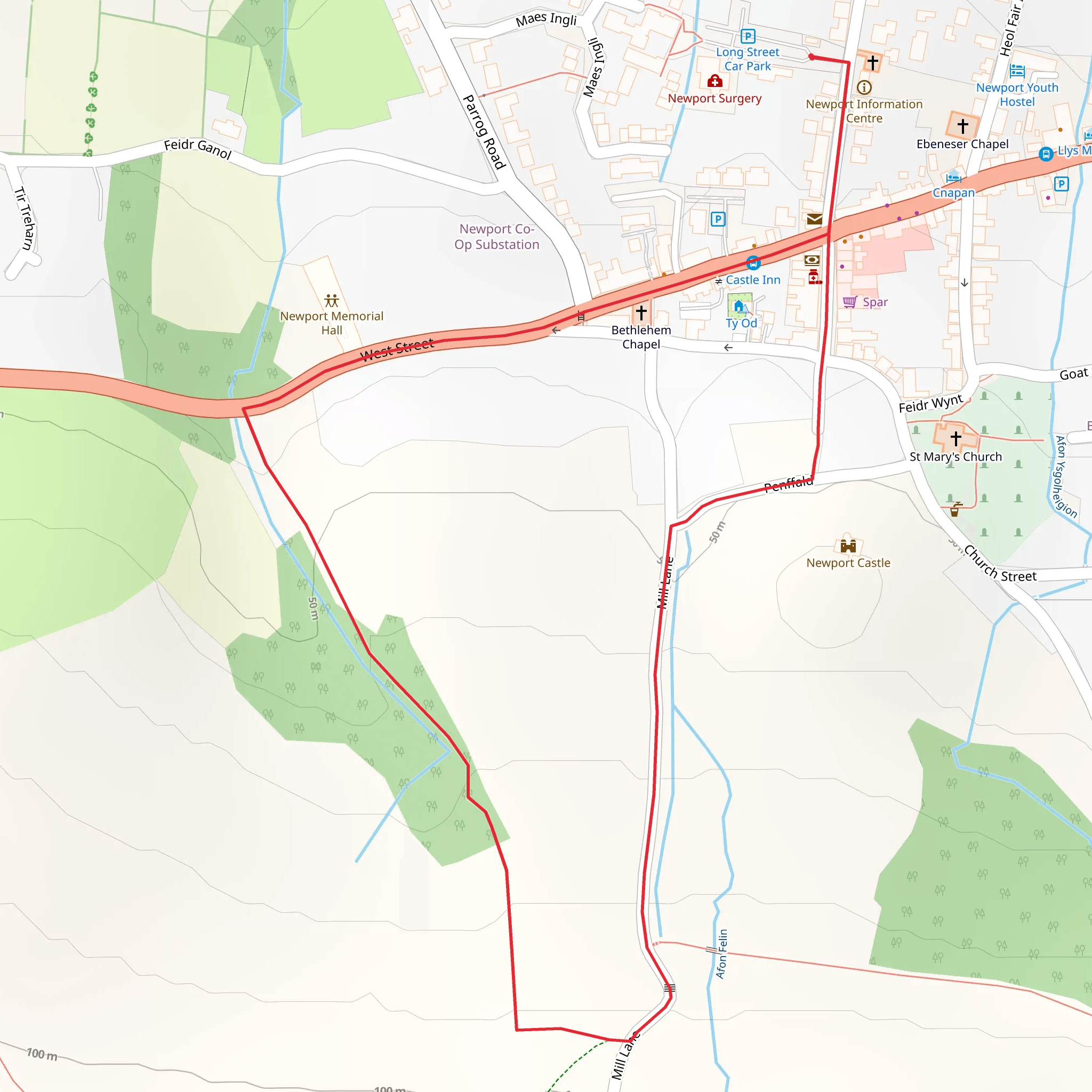 Newport - Mill Lane mobile static map