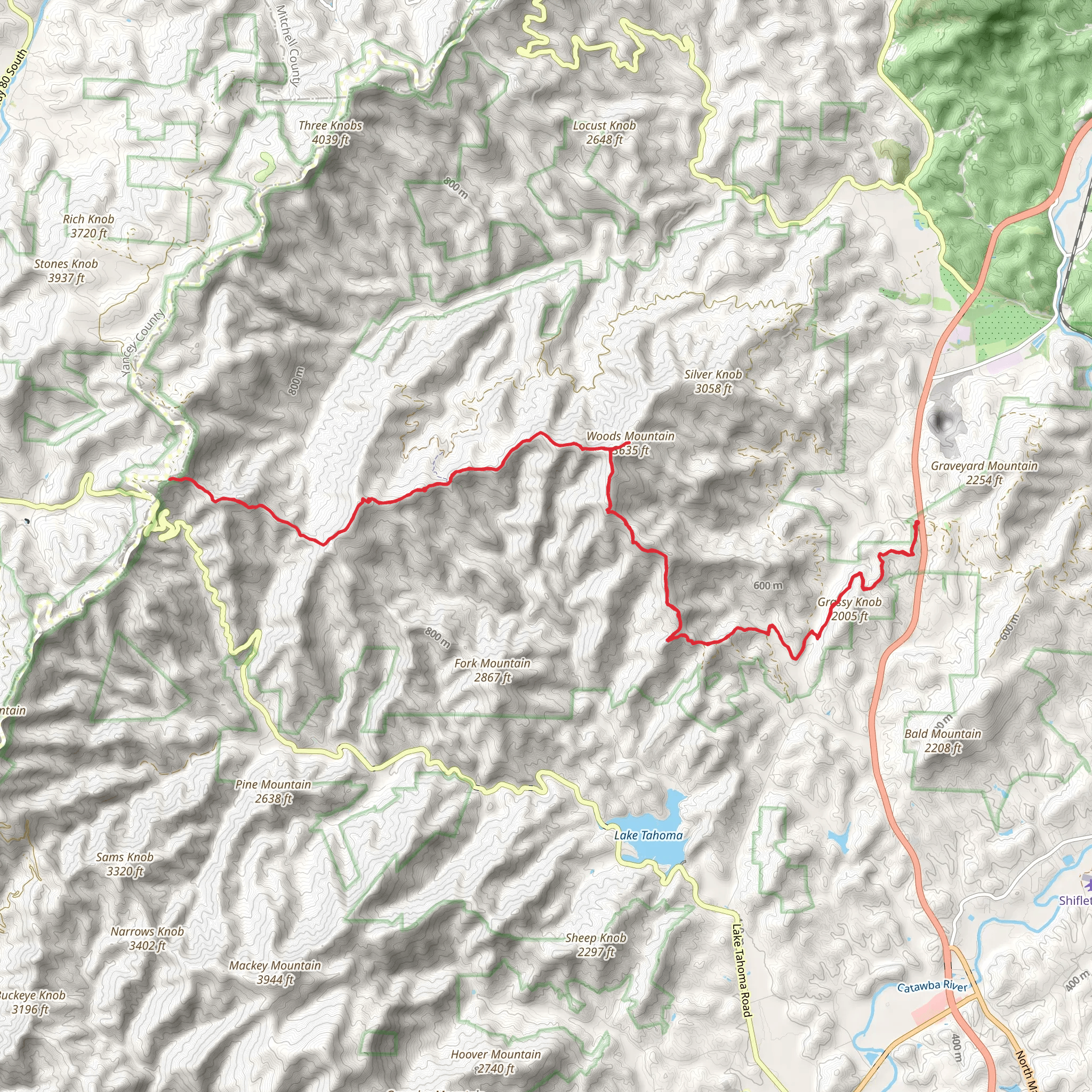 Woods Mountain Trail mobile static map