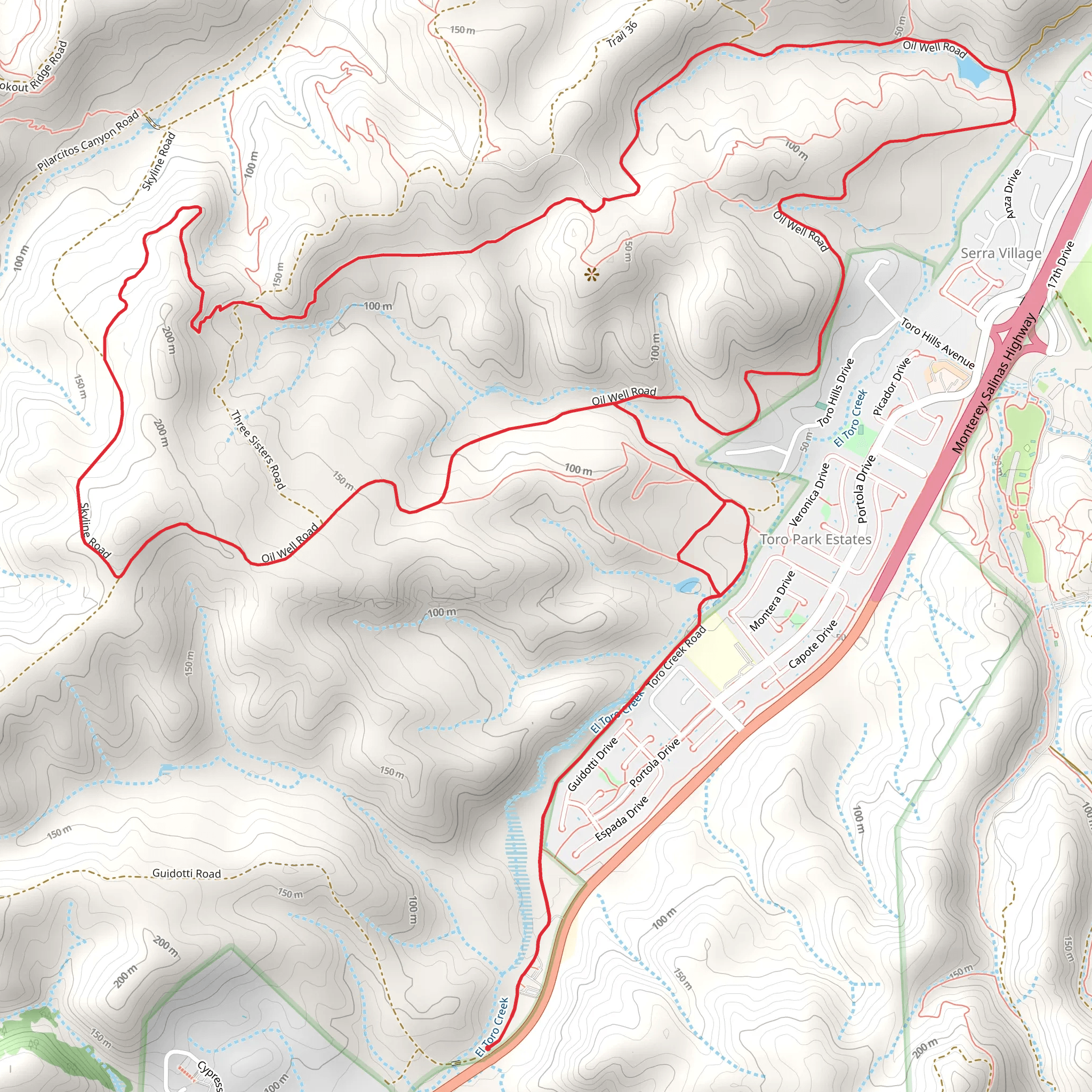 El Toro Creek - Oil Well Road Loop mobile static map