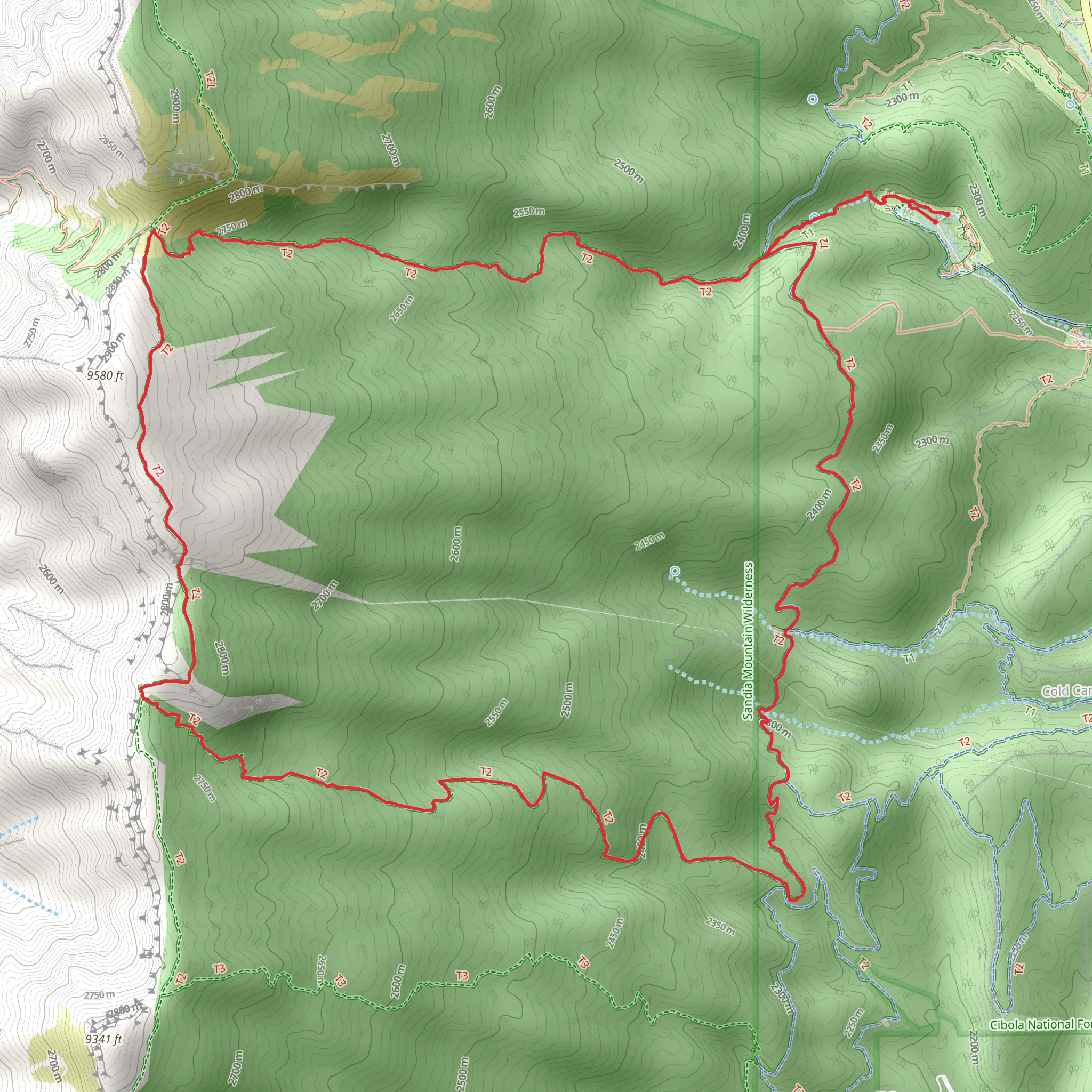 Cienega Spring and Canoncito Loop Trail mobile static map