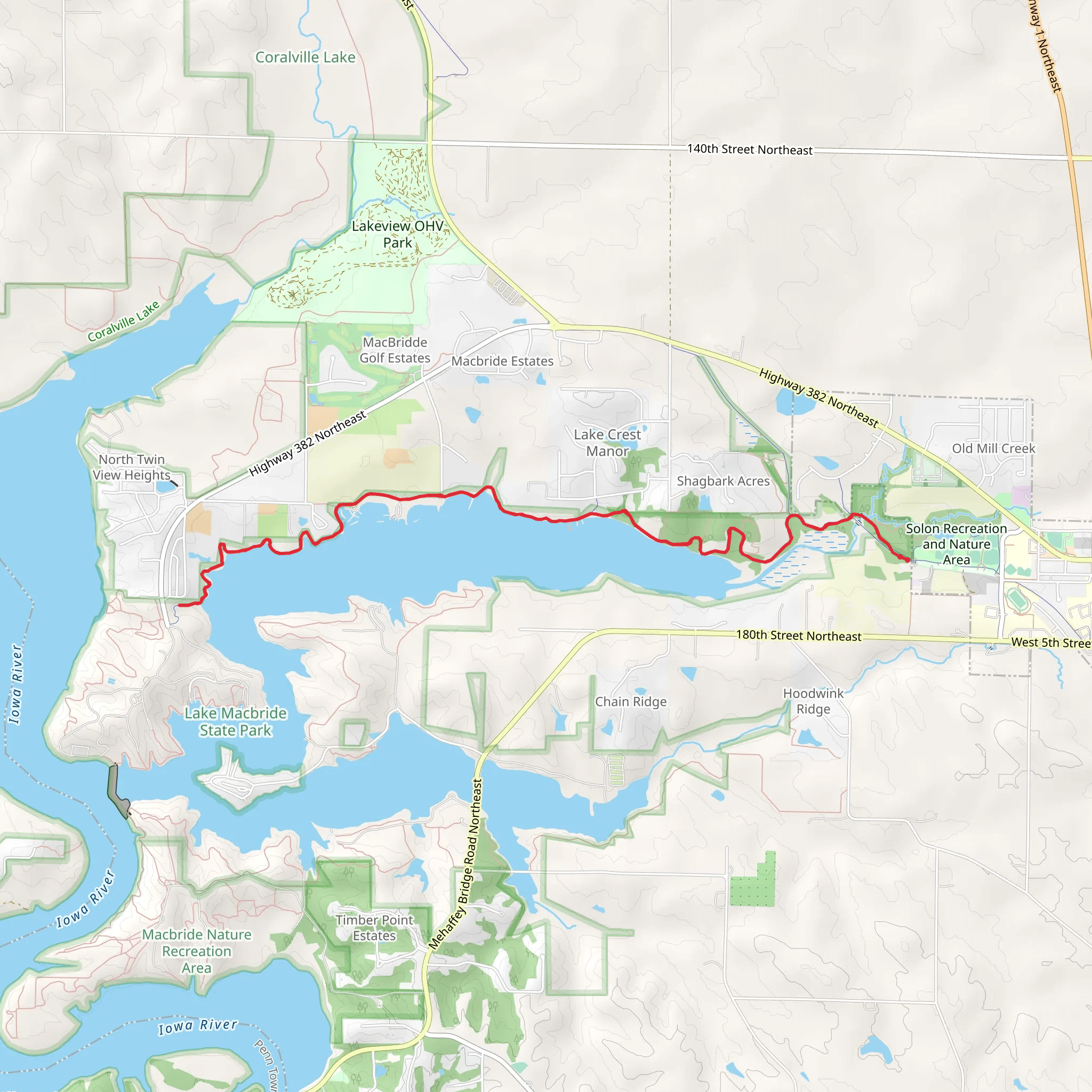 North Shore - Lake McBride mobile static map