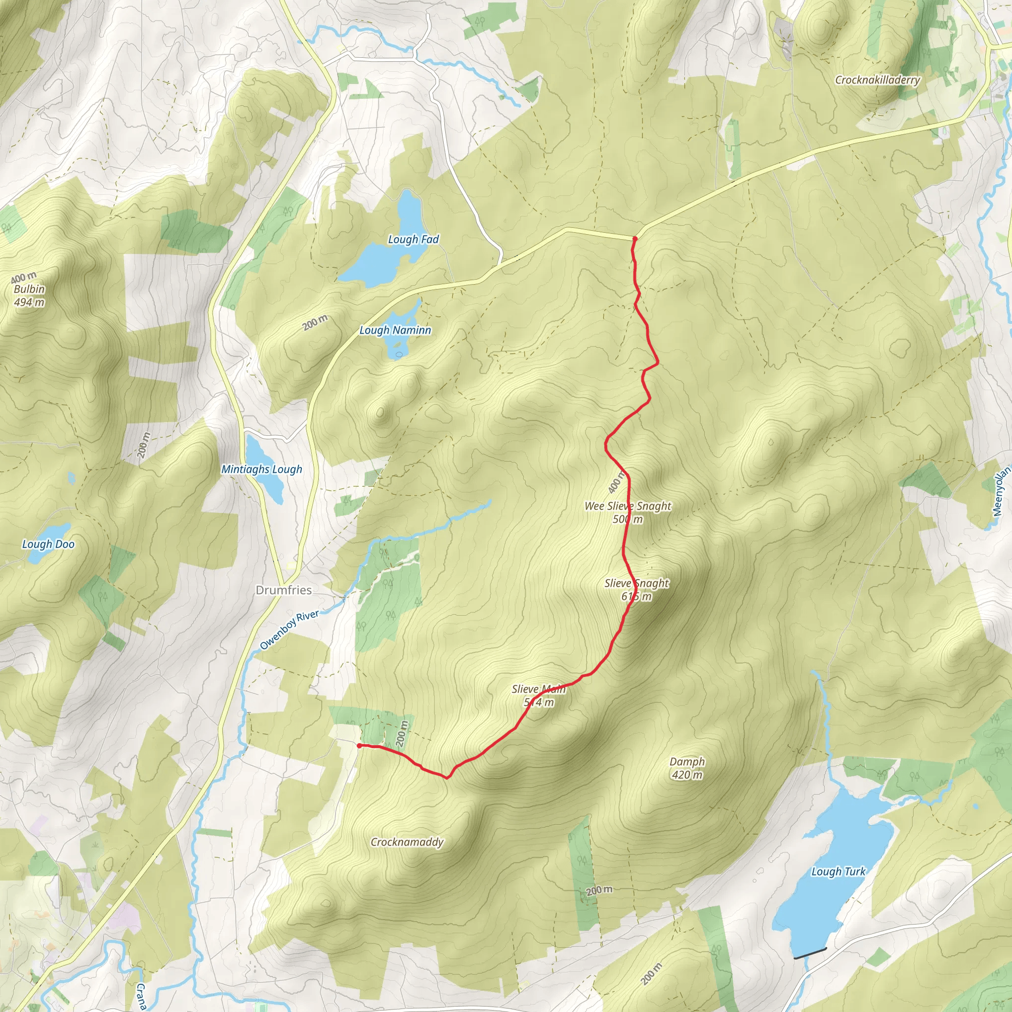 Slieve Snaght and Slieve Main Walk mobile static map
