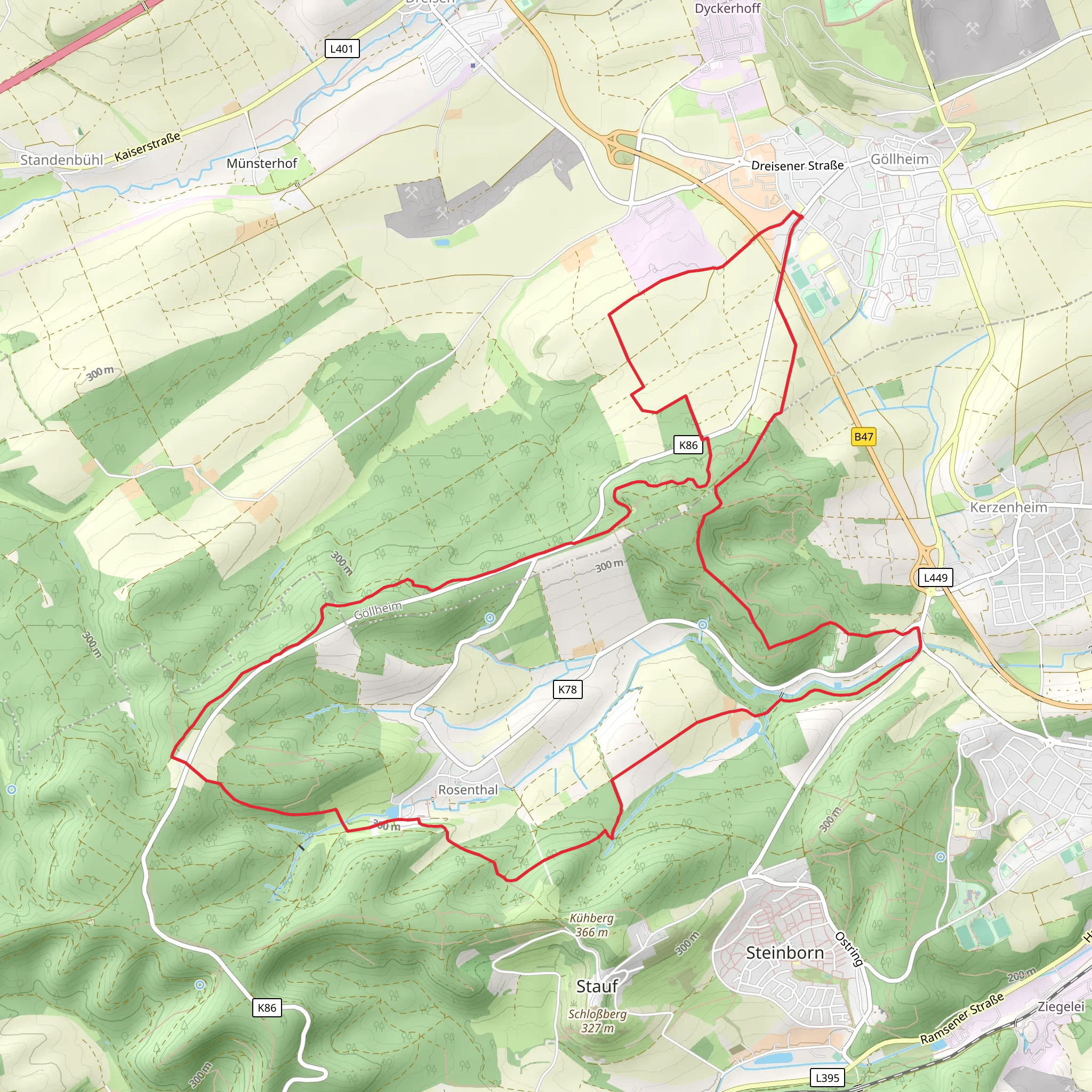 Gollheim and Steinackersidlung Loop mobile static map