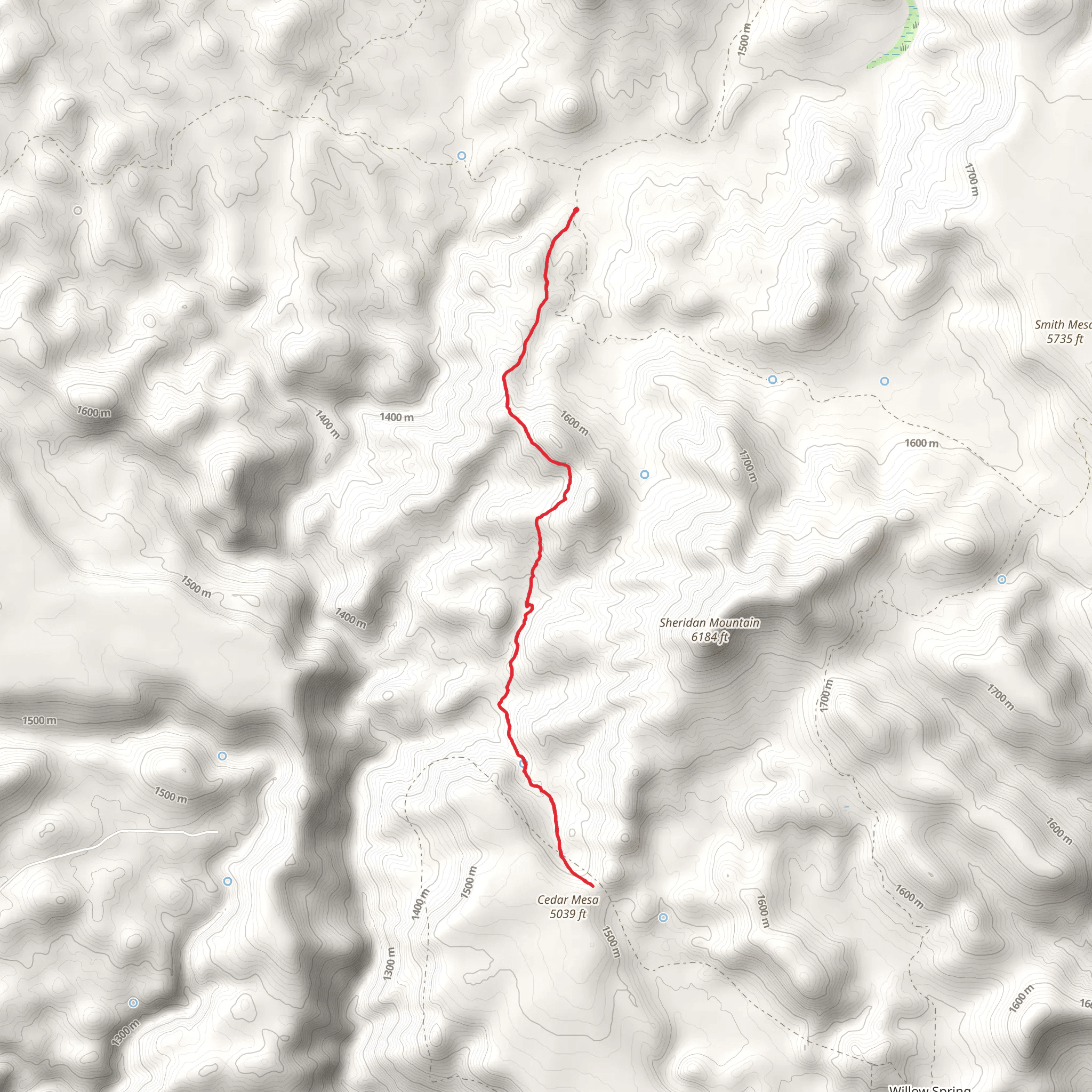 Sheridan Mountain Trail mobile static map