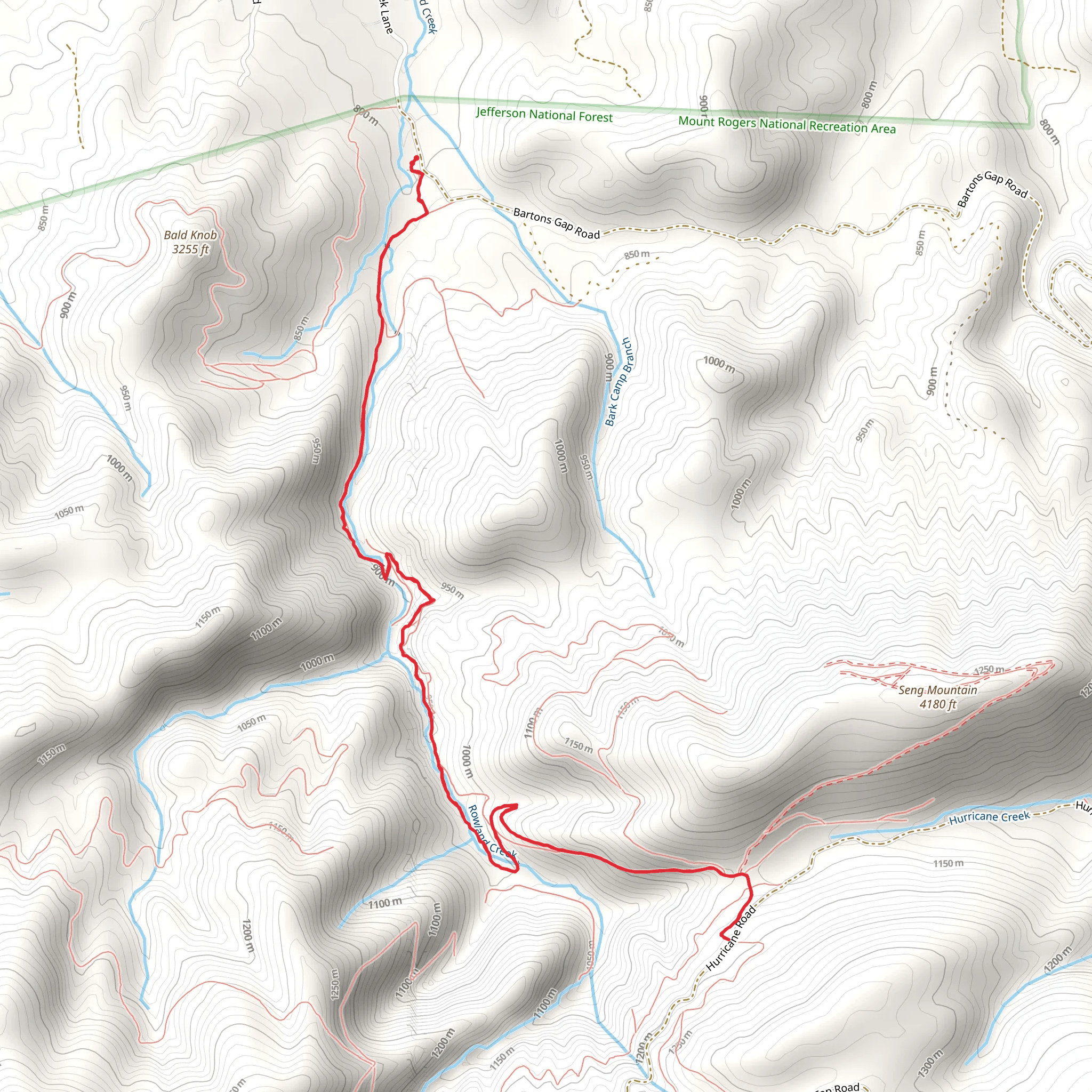 Rowlands Creek Trail mobile static map