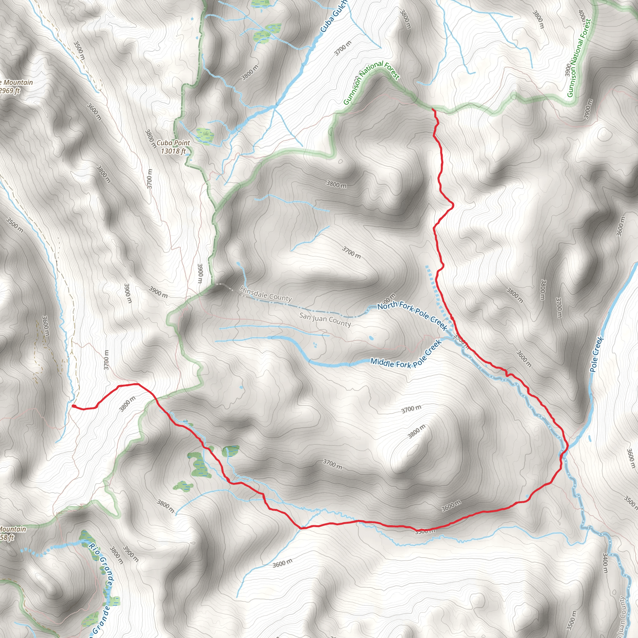 East Fork Middle Pole Trail via Continental Divide Trail mobile static map